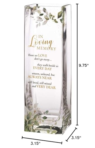 Lillian Rose Botanical Theme Memorial Flower Vase with Sympathy Verse, 3.15x3.15 - Thumbnail 4