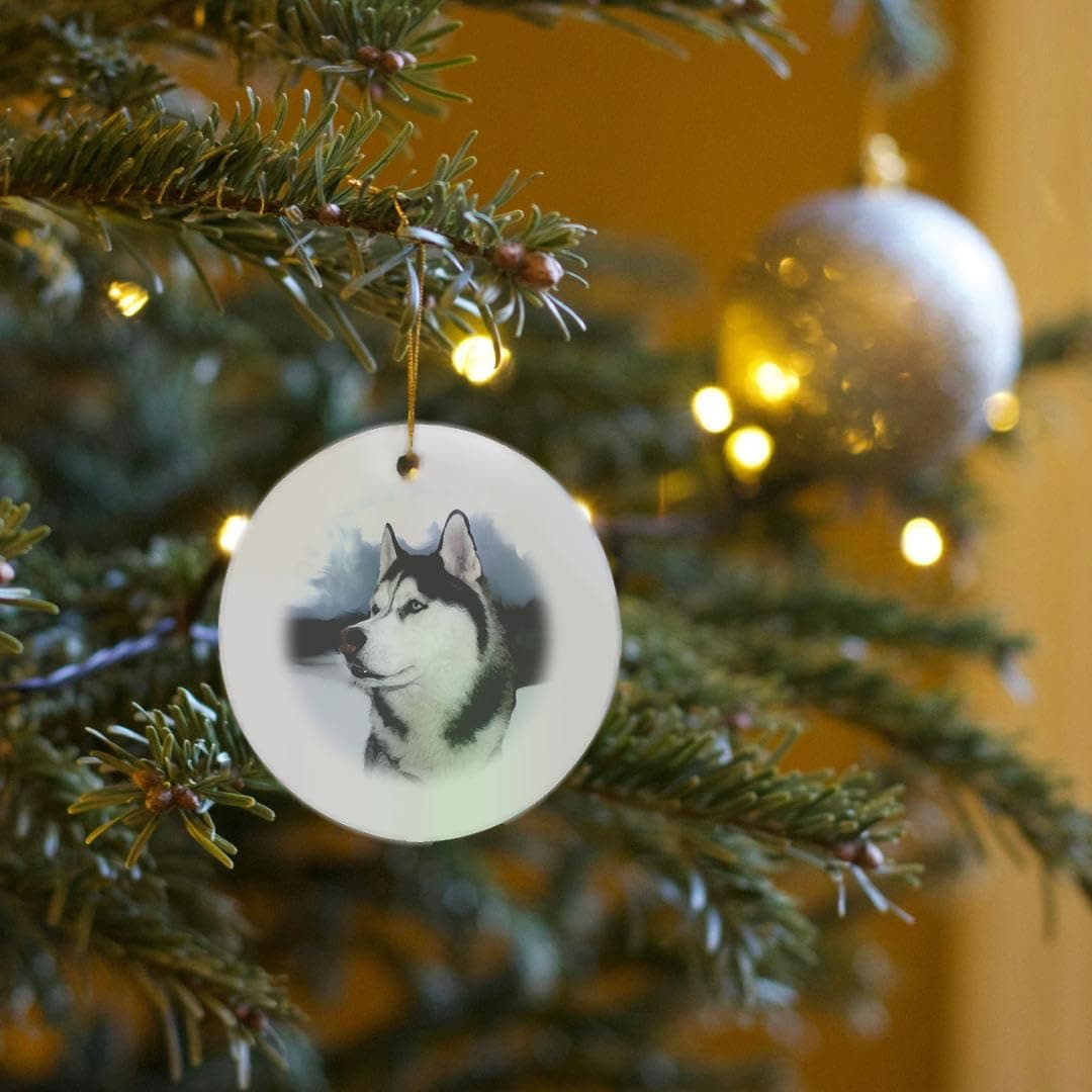 3dRose Siberian Husky Circle Porcelain Ornament - Thumbnail 7