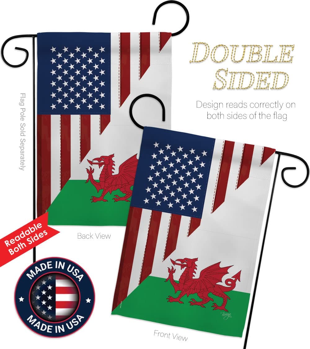 Breeze Decor US Wales Friendship Garden Flag Regional American Alliance World Co - Thumbnail 3