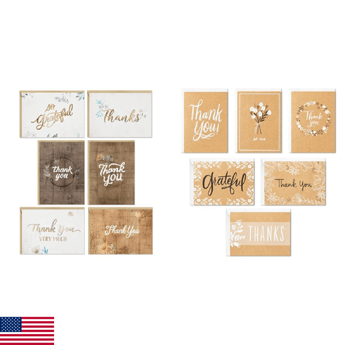 Hallmark Thank You Cards Assortment, Rustic Collection (96 Thank You Notes with - Image 1