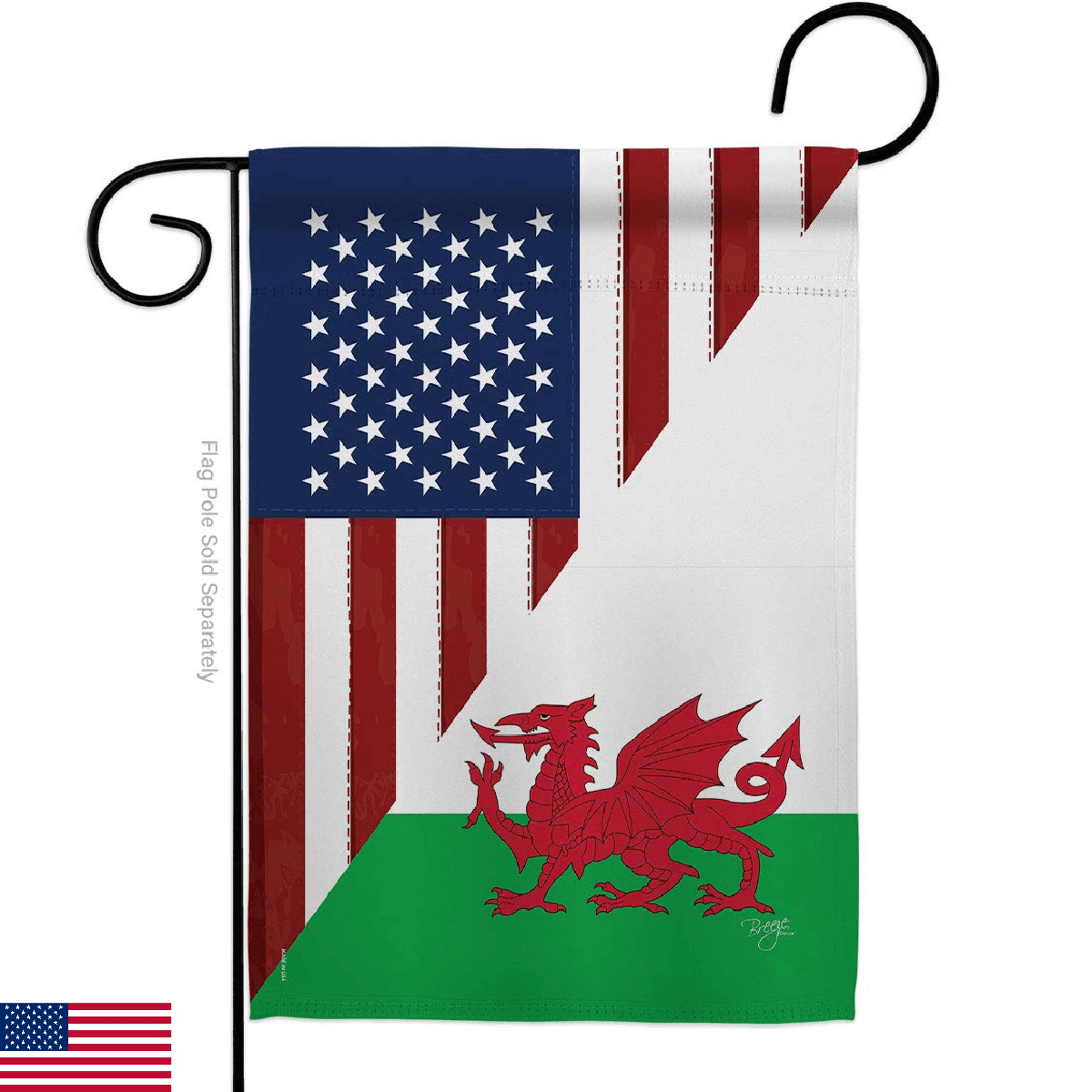 Breeze Decor US Wales Friendship Garden Flag Regional American Alliance World Co - Image 1