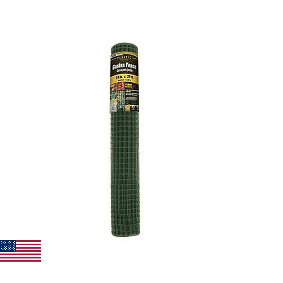 YardGard Plastic Garden Fence, Green, 1" Mesh, 24" x 25' - Image 1