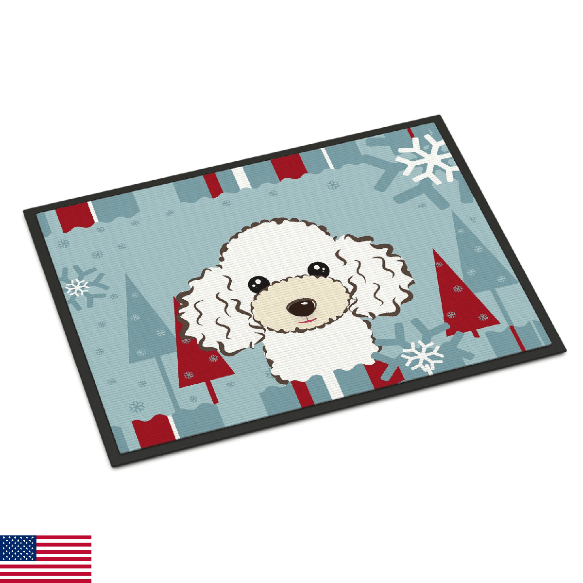 Caroline's Treasures BB1753MAT Winter Holiday White Poodle Doormat 18x27 Front D - Image 1
