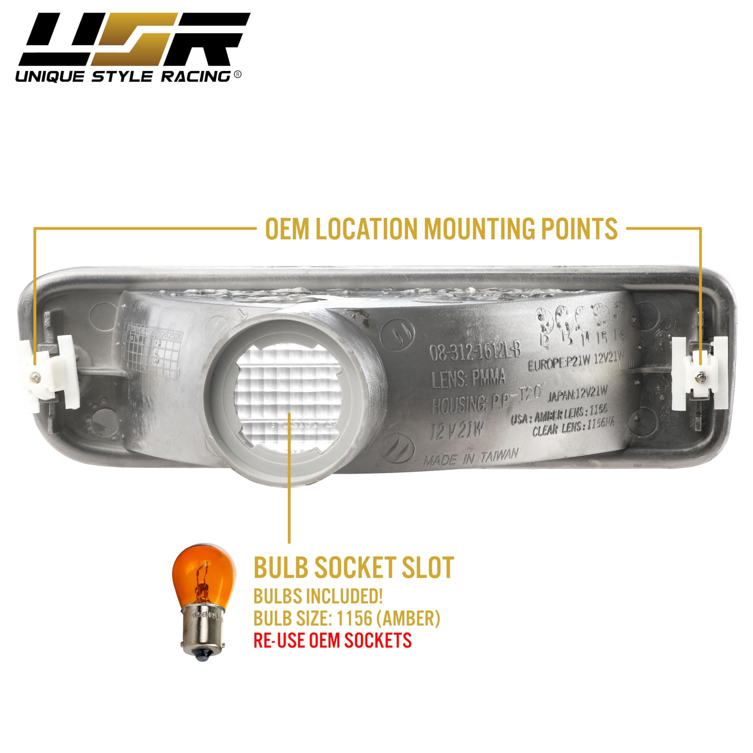 USR 95-00 Tacoma Bumper Light Pair Front Turn Signal Lamps Left Right Compatible - Thumbnail 7