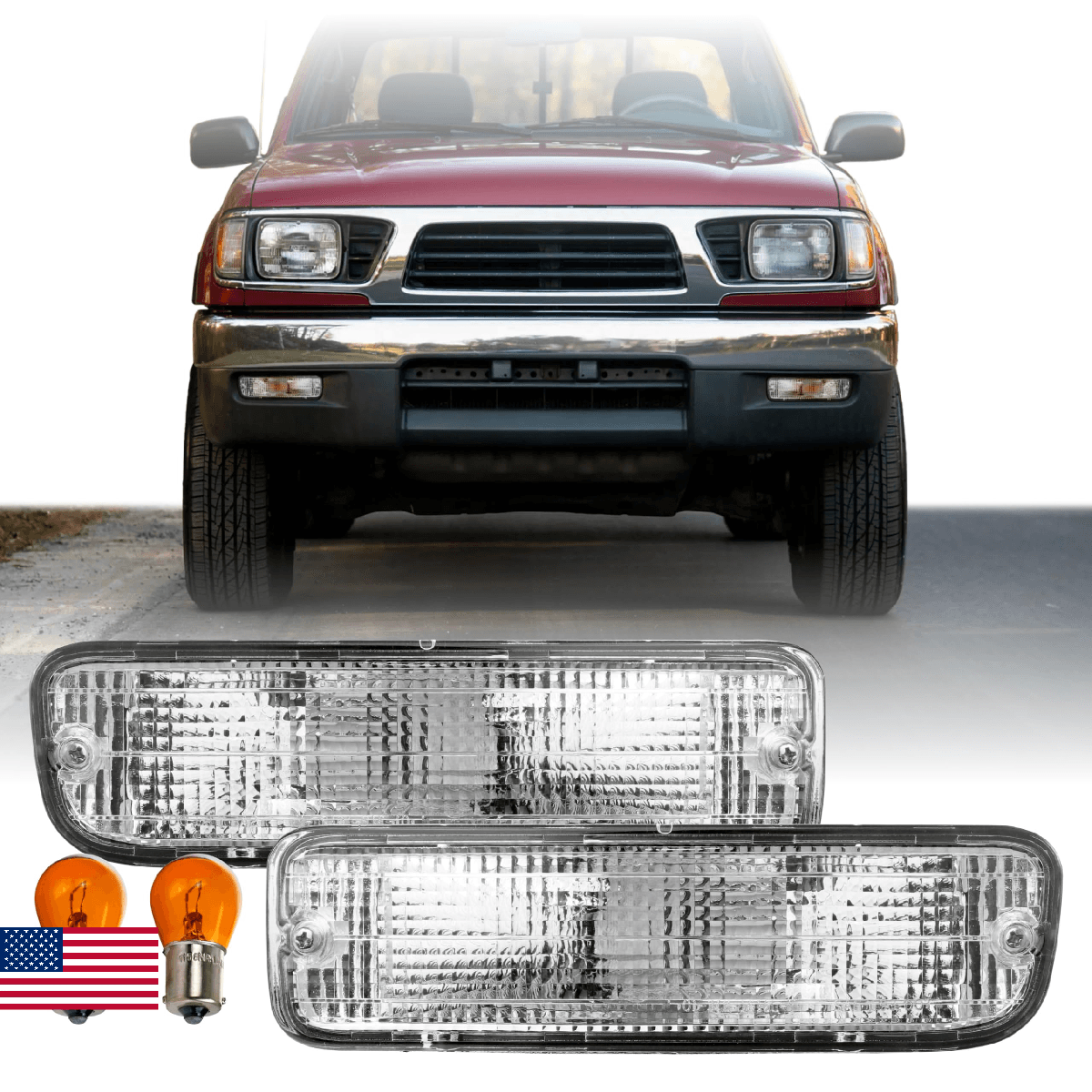 USR 95-00 Tacoma Bumper Light Pair Front Turn Signal Lamps Left Right Compatible - Image 1