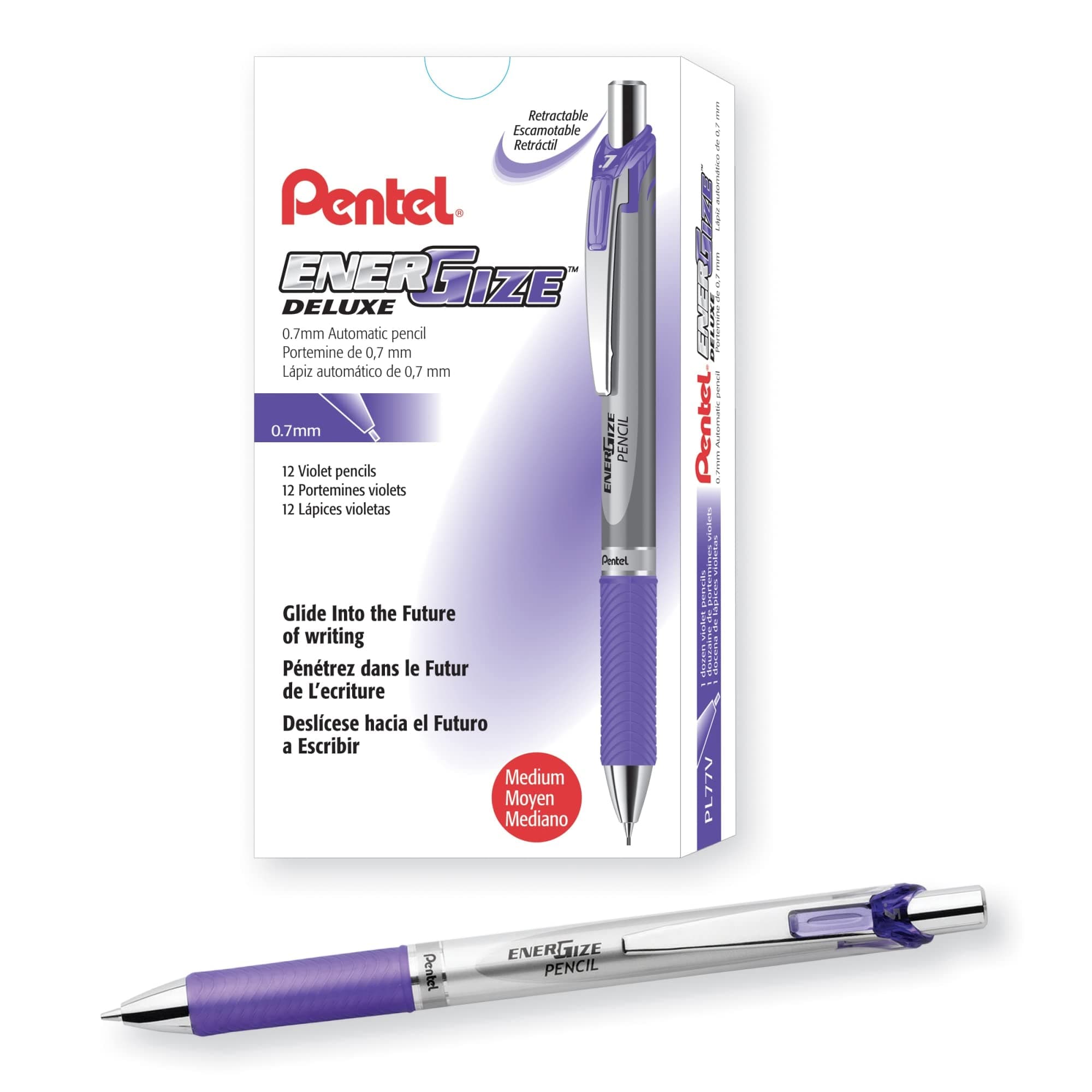 Pentel Energize Mechanical Pencil (0.7mm) Violet Accents, Box of 12 (PL77V) - Thumbnail 2