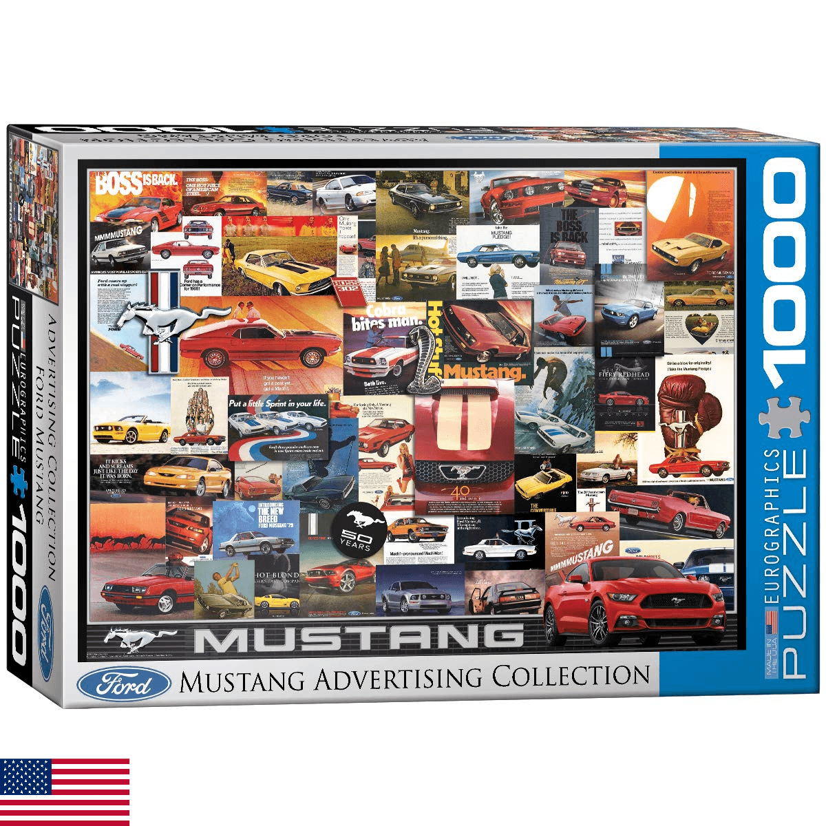 EuroGraphics Ford Mustang Vintage Ads Jigsaw Puzzle (1000 Piece) (6000-0748) , B - Image 1