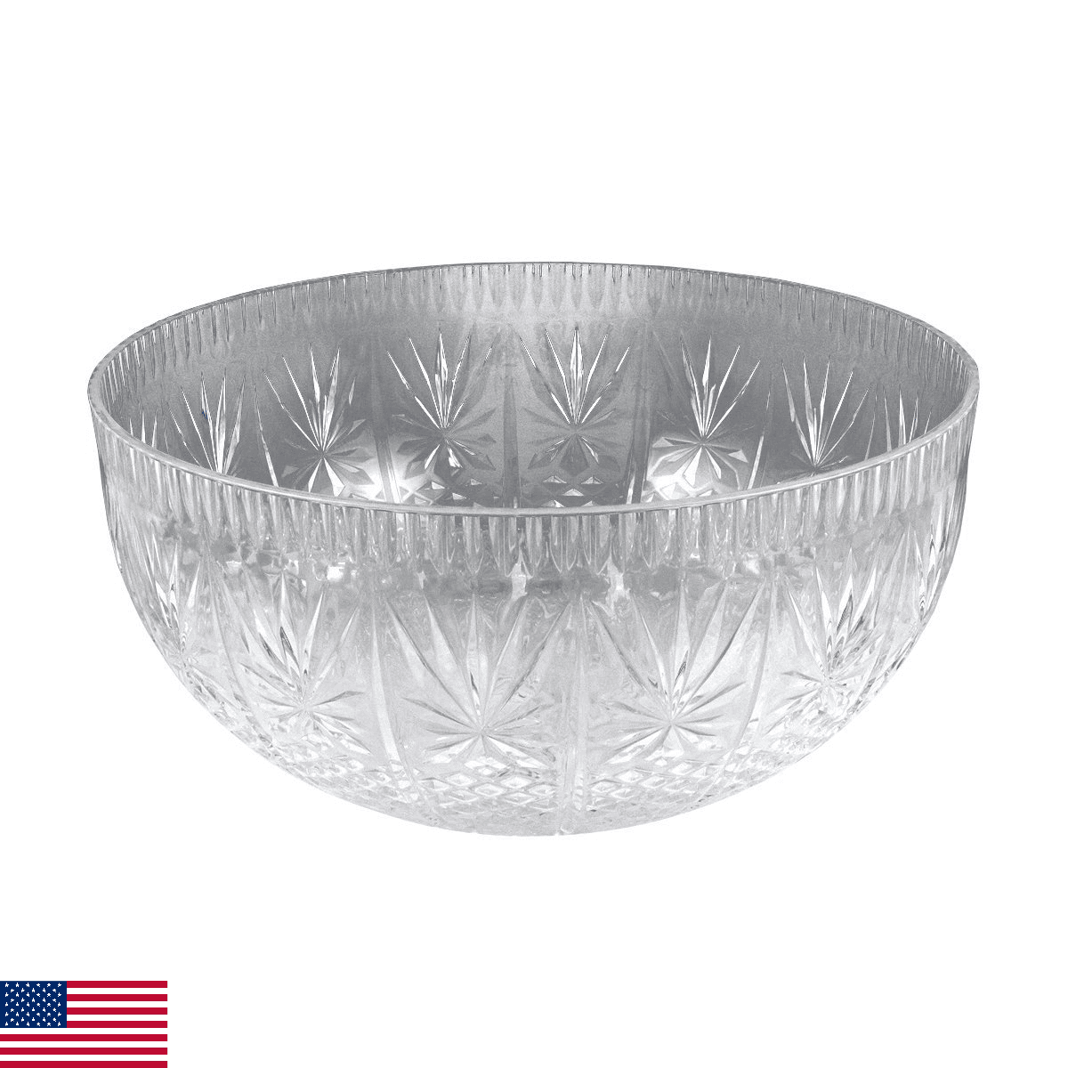 Clear Plastic Crystal Cut Bowl, 12 qt. (1 Pc.) - Elegant & Disposable Crystalwar - Image 1