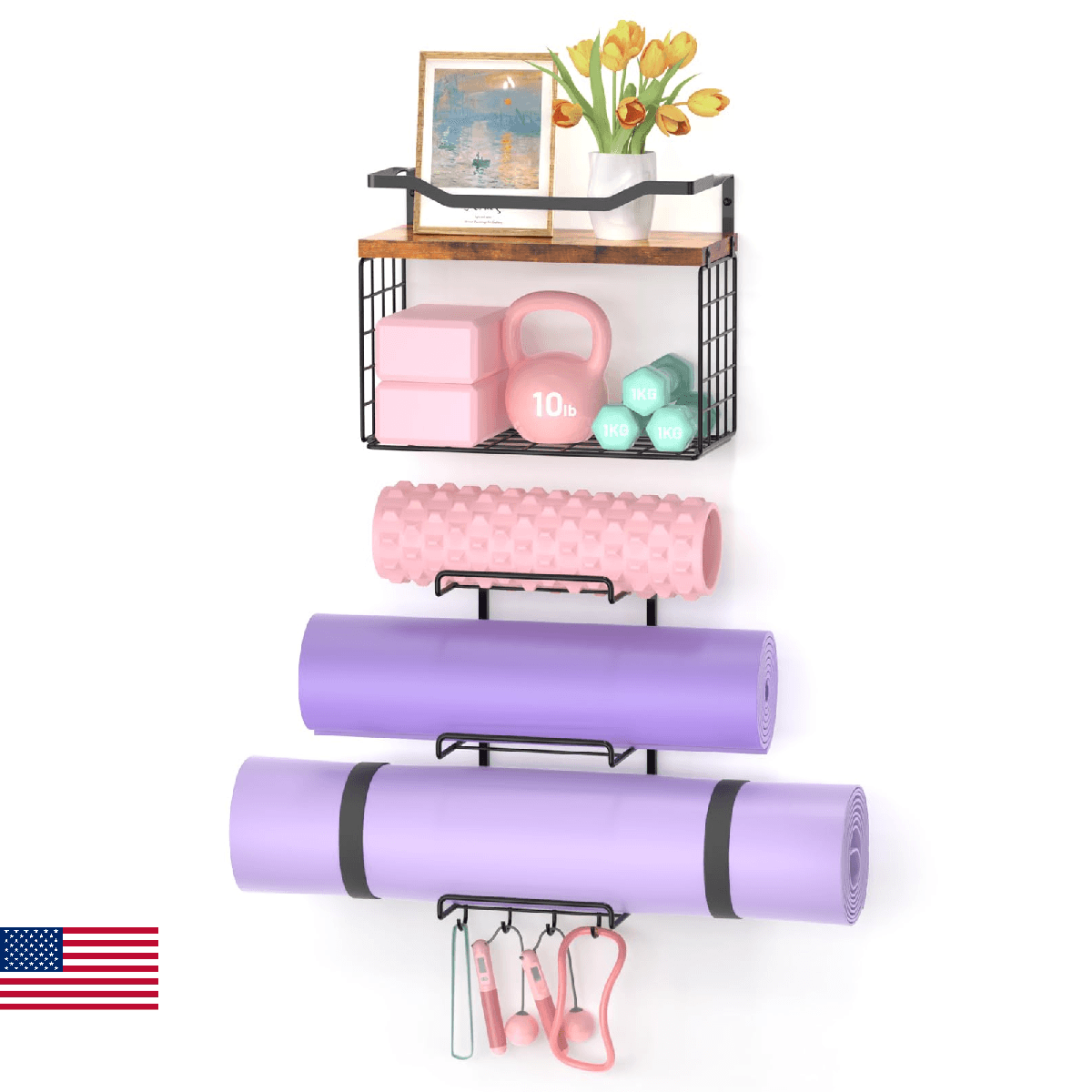 Yoga Mat Holder Wall Mount, Yoga Accessory Mats Storage Rack, Home Gym Accessori - Image 1