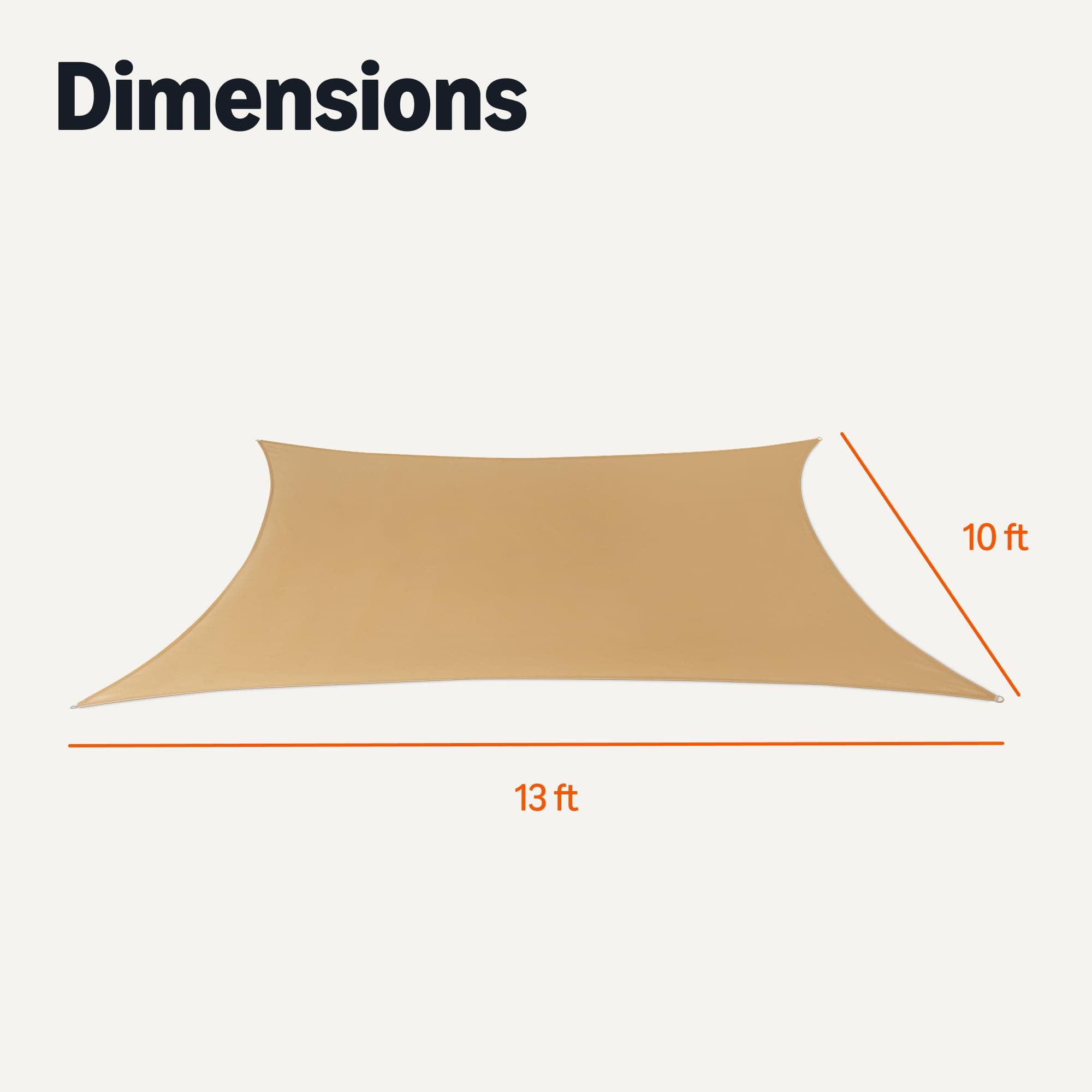 Amazon Basics Outdoor Patio Sun Shade Sail with UV Block, 10' x 13', Sand - Thumbnail 5