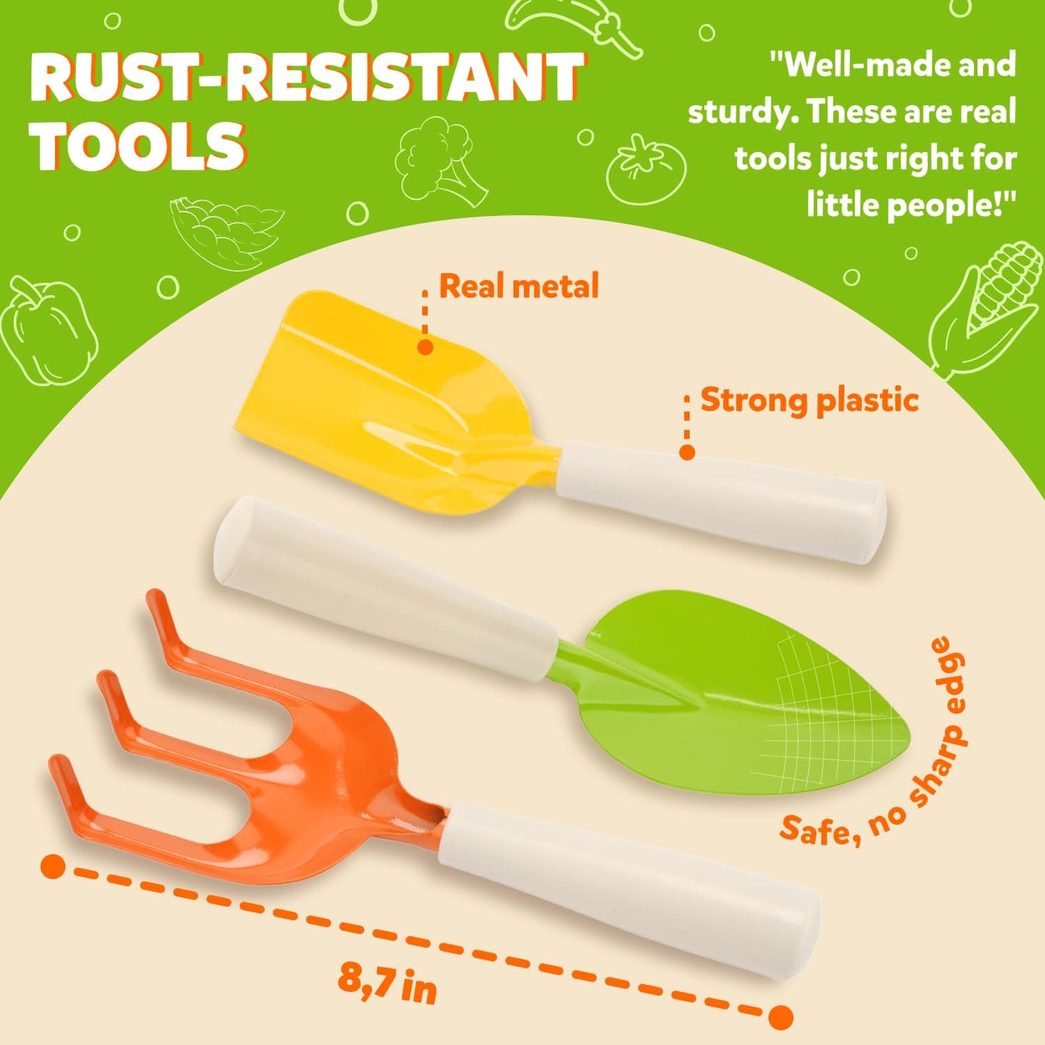 Matching Board Book - Green Kids Gardening Tools Set Includes Sturdy Tote Bag, W - Thumbnail 5