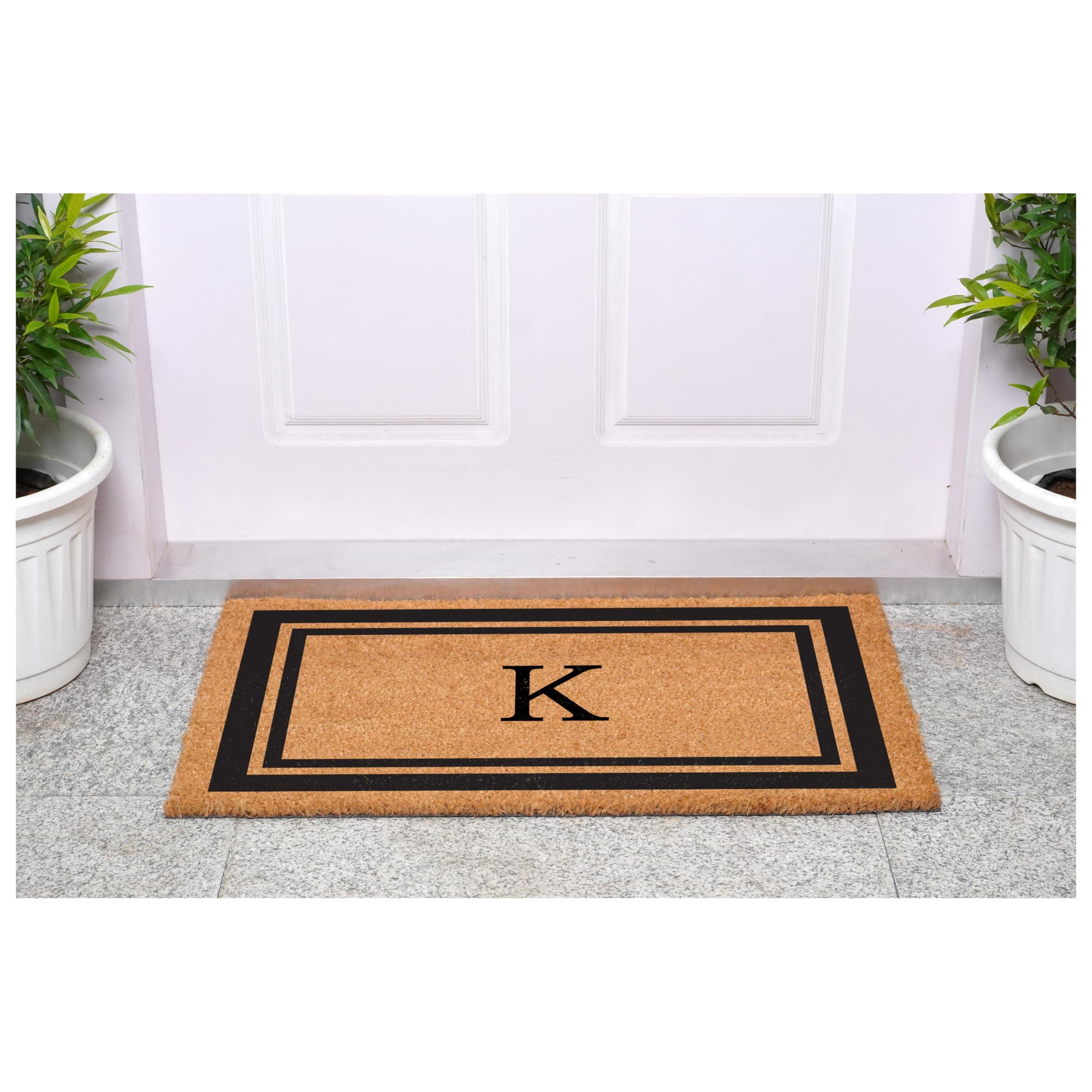 Calloway Mills 152962436K Black Border 24" x 36" Monogram Doormat, (Letter K) - Thumbnail 5