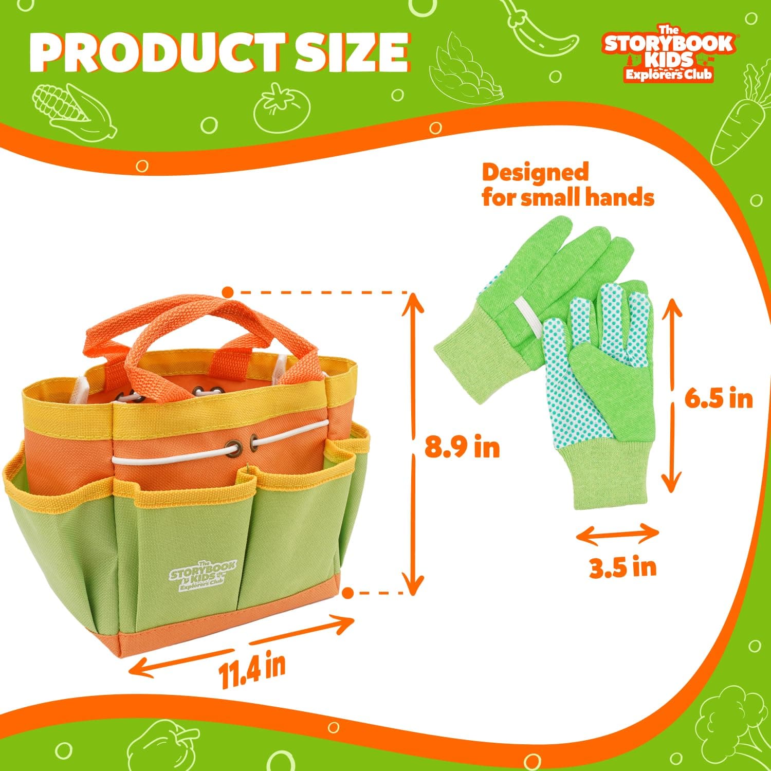 Matching Board Book - Green Kids Gardening Tools Set Includes Sturdy Tote Bag, W - Thumbnail 8