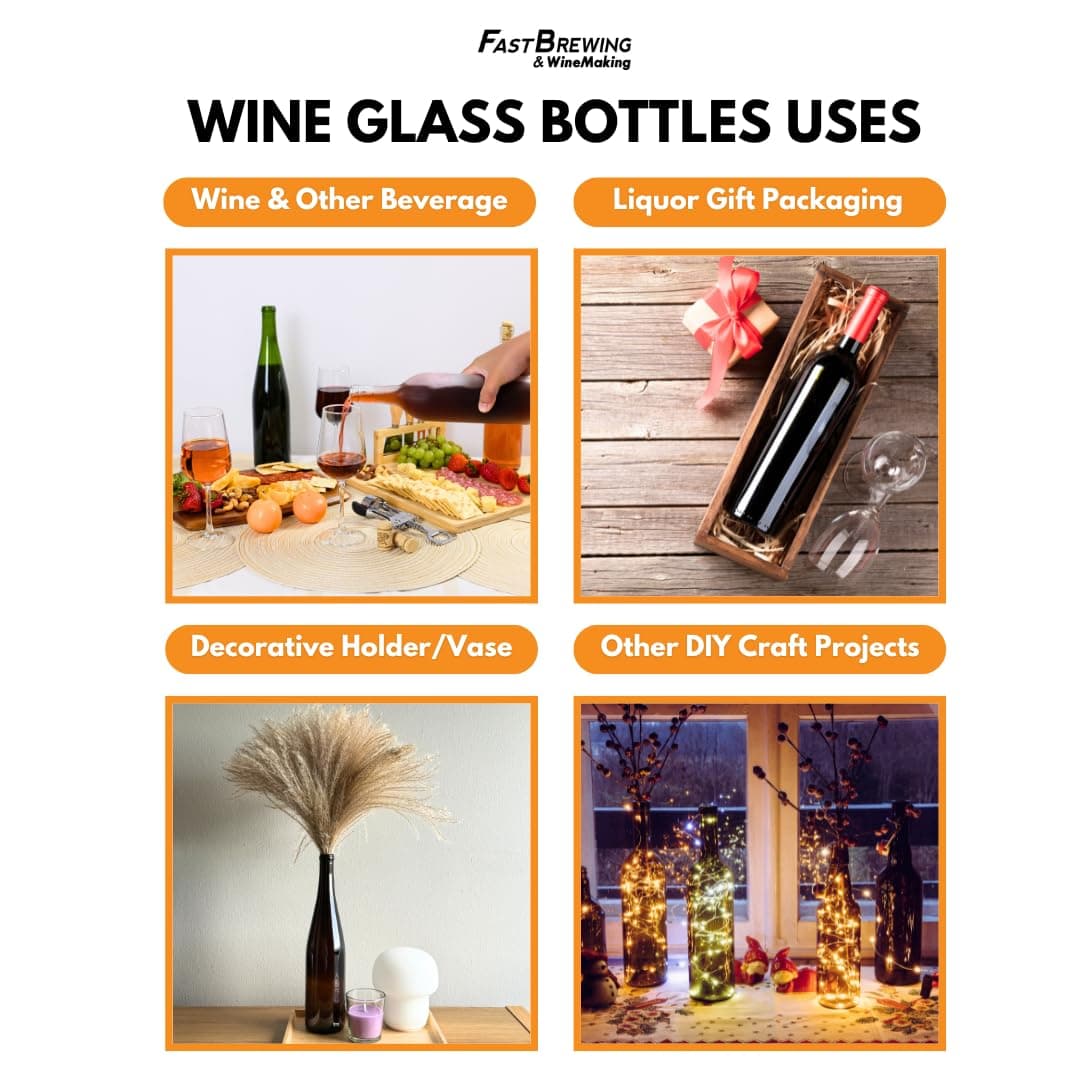 FastRack 750 ml Clear Wine Bottles with 6 Cognac Corks w/Plastic Tops (Pack of 6 - Thumbnail 6