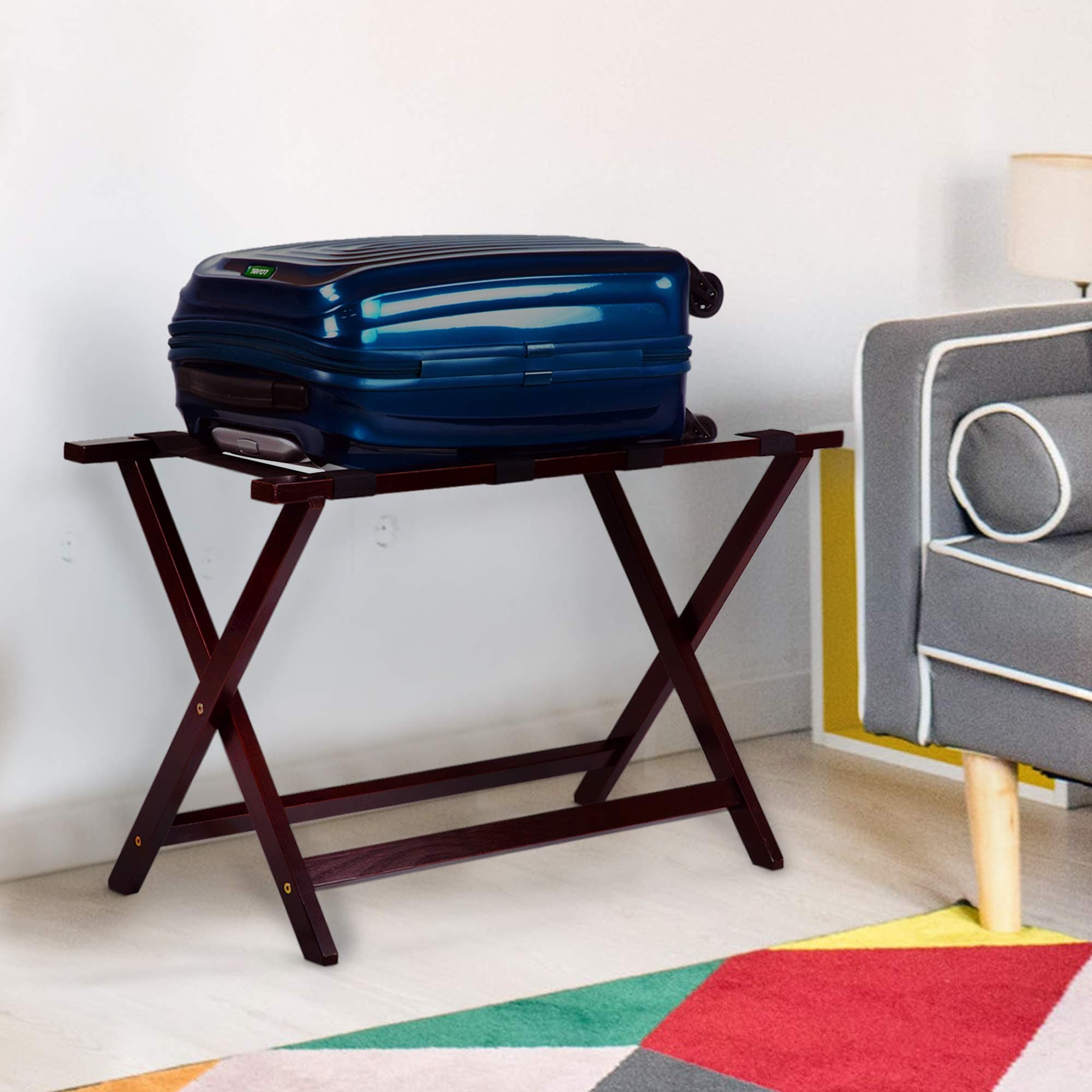 Heavy Duty 30" Extra Wide Luggage Rack-Espresso - Thumbnail 2