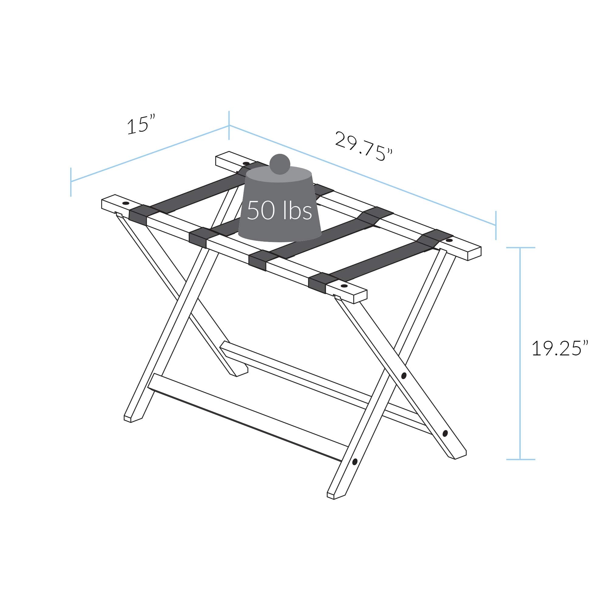 Heavy Duty 30" Extra Wide Luggage Rack-Espresso - Thumbnail 4