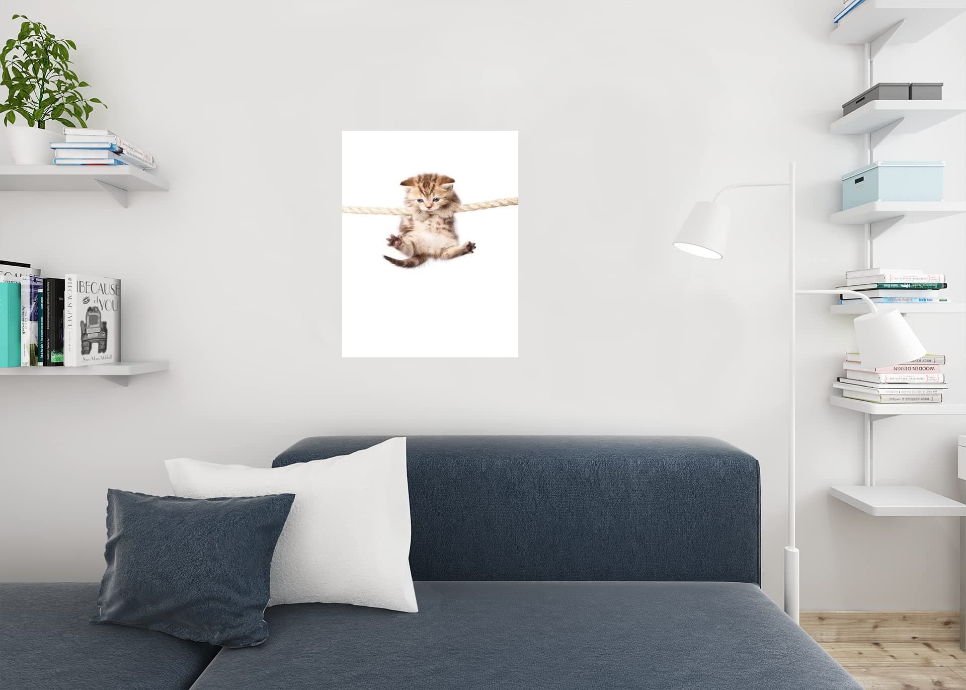 Cute Kitty Cat Hanging On To Rope Photo Hang in There Cat Poster Funny Wall Post - Thumbnail 5
