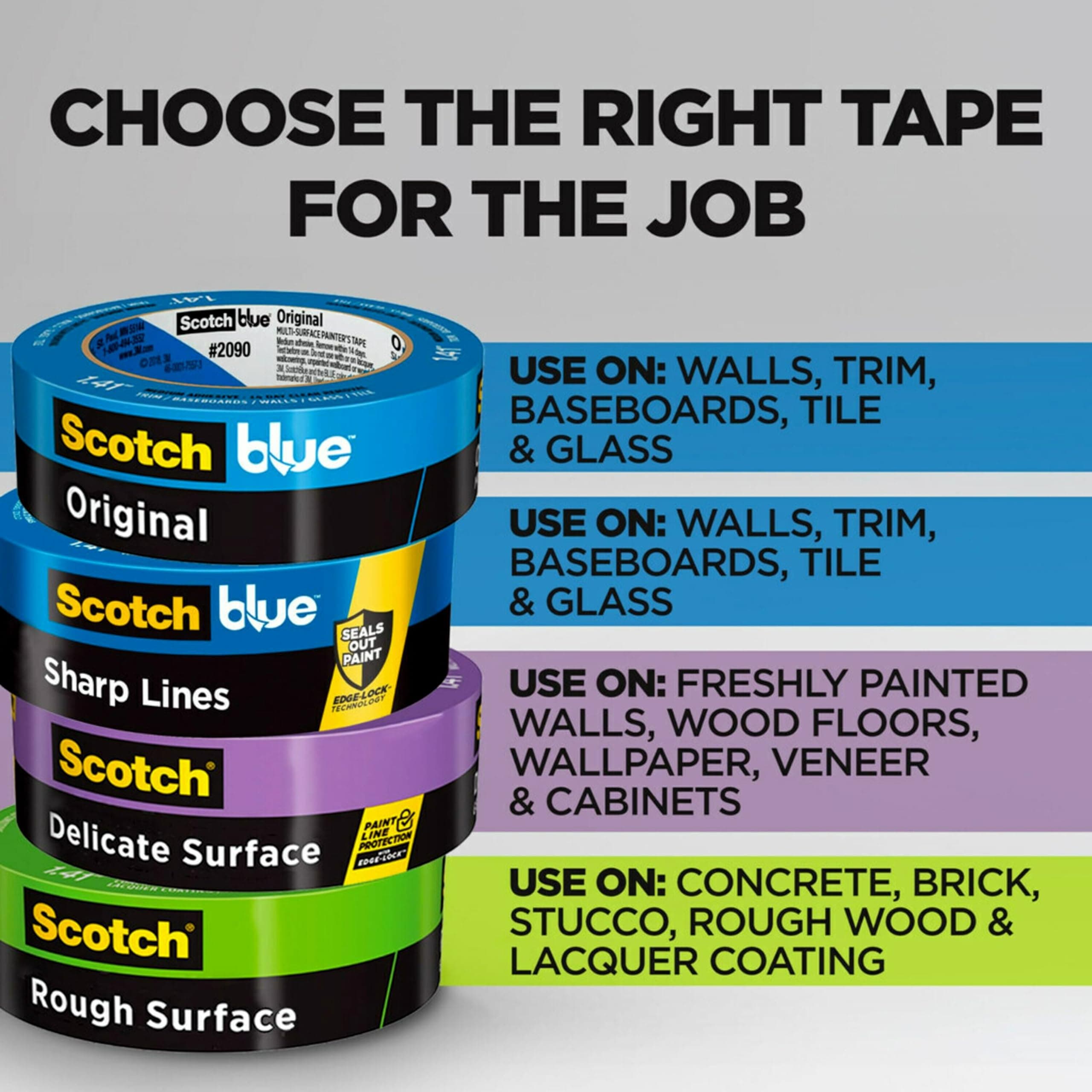 ScotchBlue Original Multi-Surface Painter's Tape 1.88in x 60yd 4 Rolls Blue Pain - Thumbnail 3