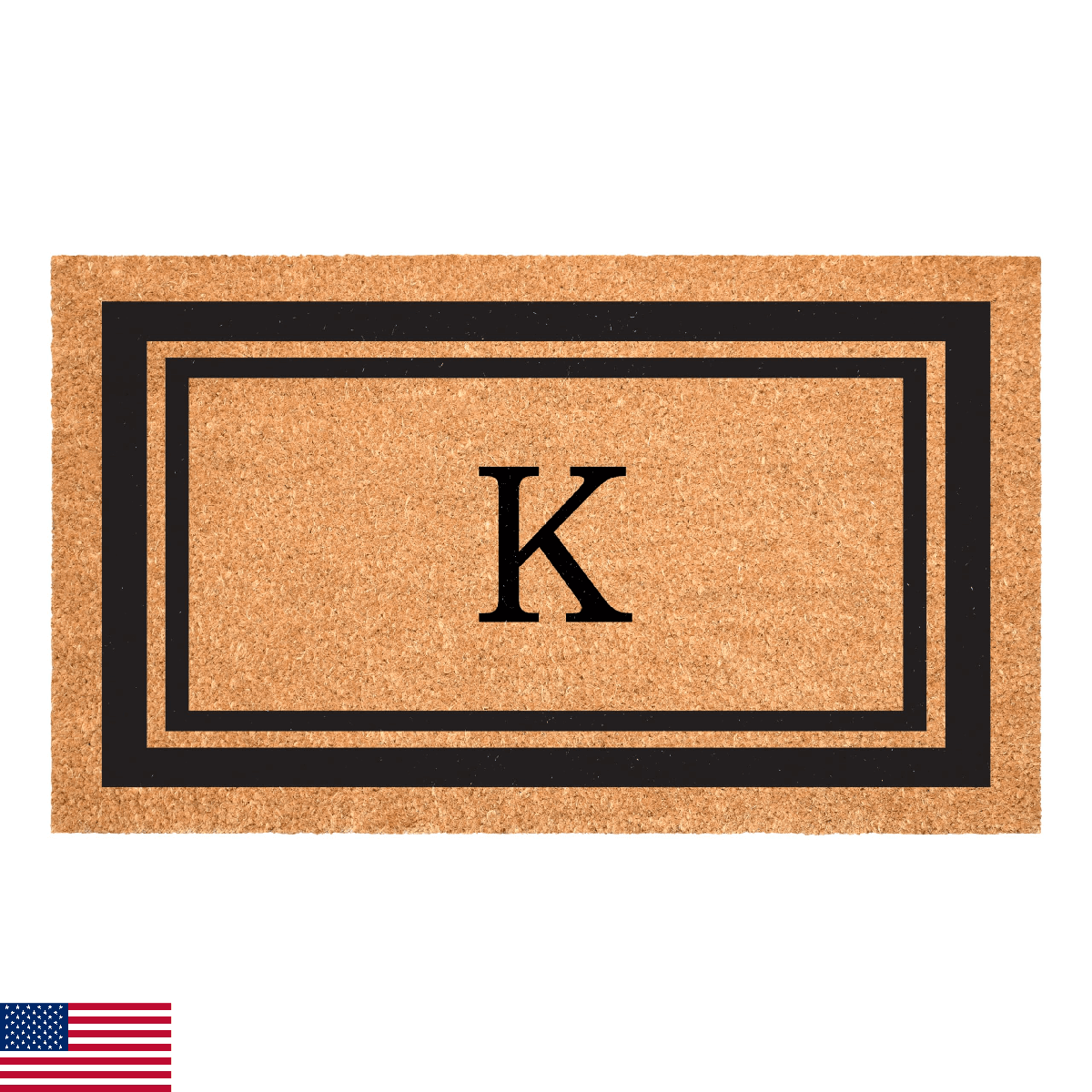 Calloway Mills 152962436K Black Border 24" x 36" Monogram Doormat, (Letter K) - Image 1