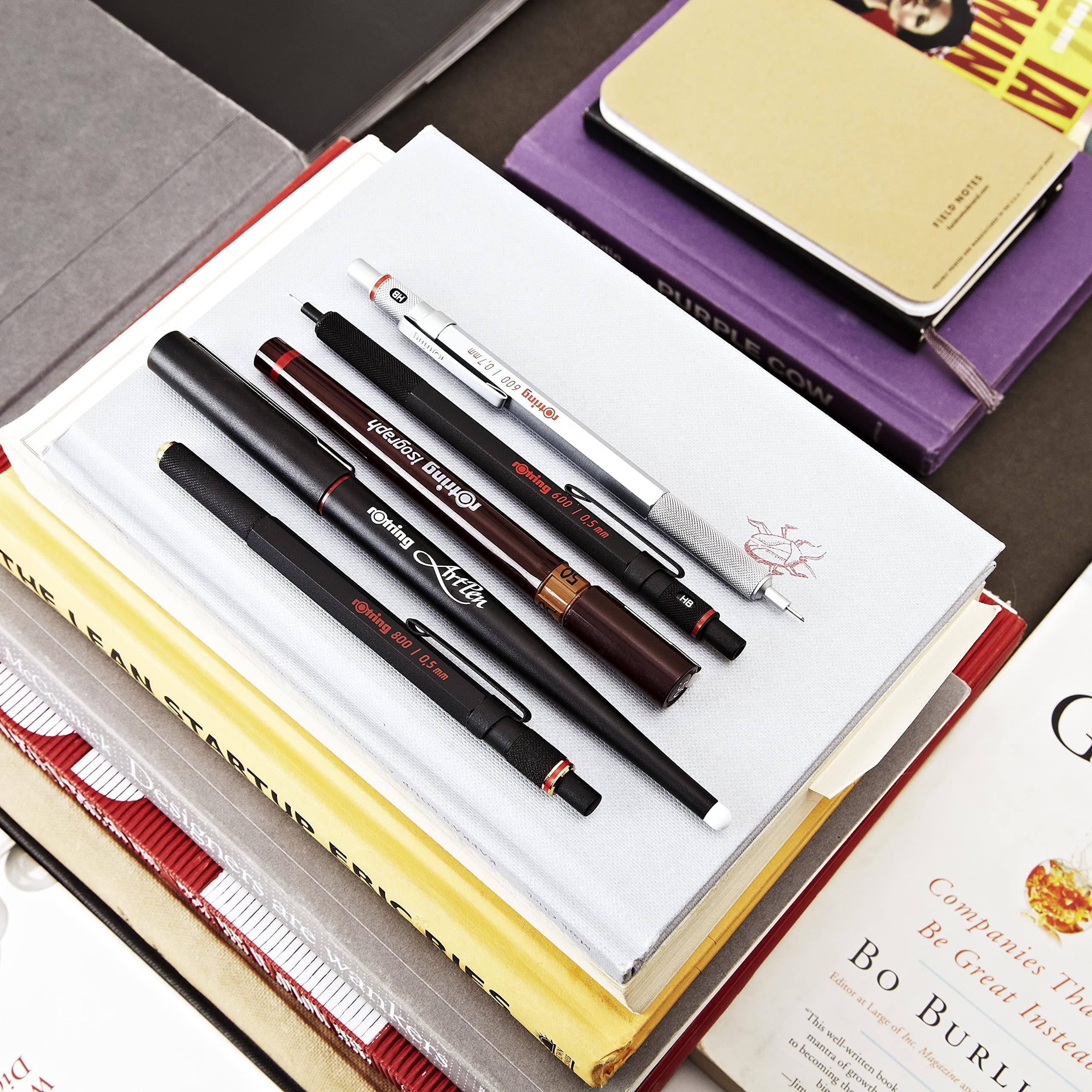 rOtring 600 Ballpoint Pen, Medium, Black Ink, Red Barrel, Refillable - Thumbnail 2