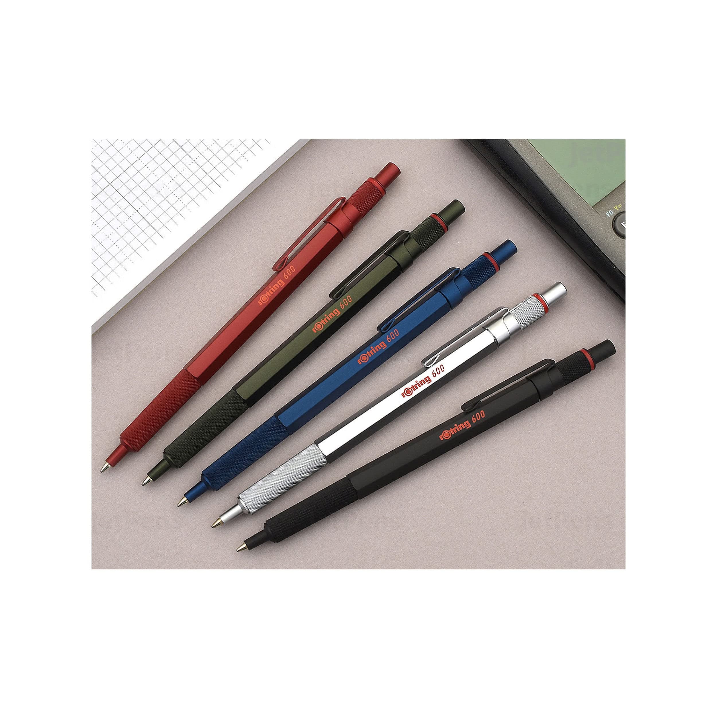 rOtring 600 Ballpoint Pen, Medium, Black Ink, Red Barrel, Refillable - Thumbnail 5
