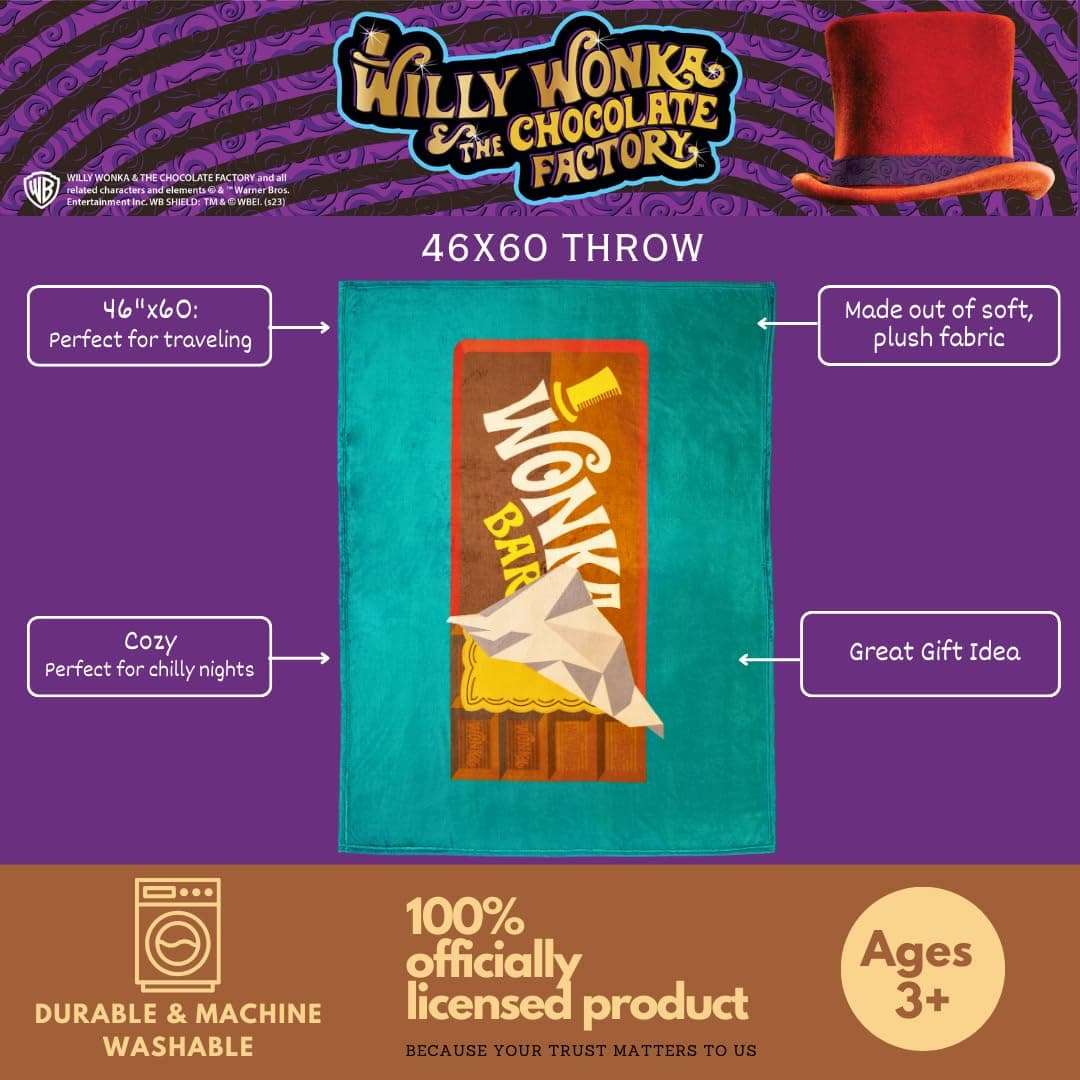 Collectibles Willy Wonka & The Chocolate Factory Bedding Super Soft Cozy Throw, - Thumbnail 2