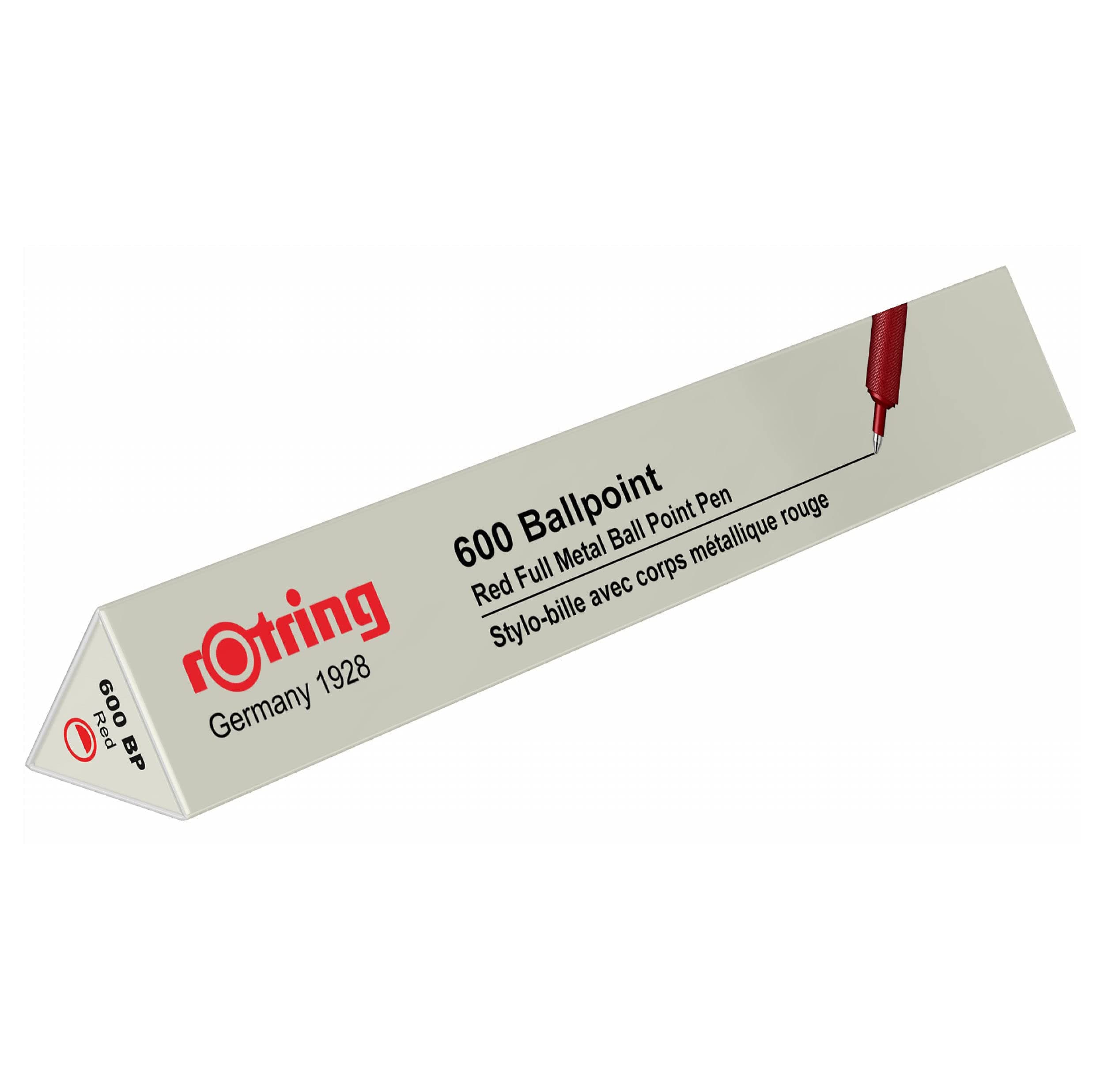 rOtring 600 Ballpoint Pen, Medium, Black Ink, Red Barrel, Refillable - Thumbnail 3