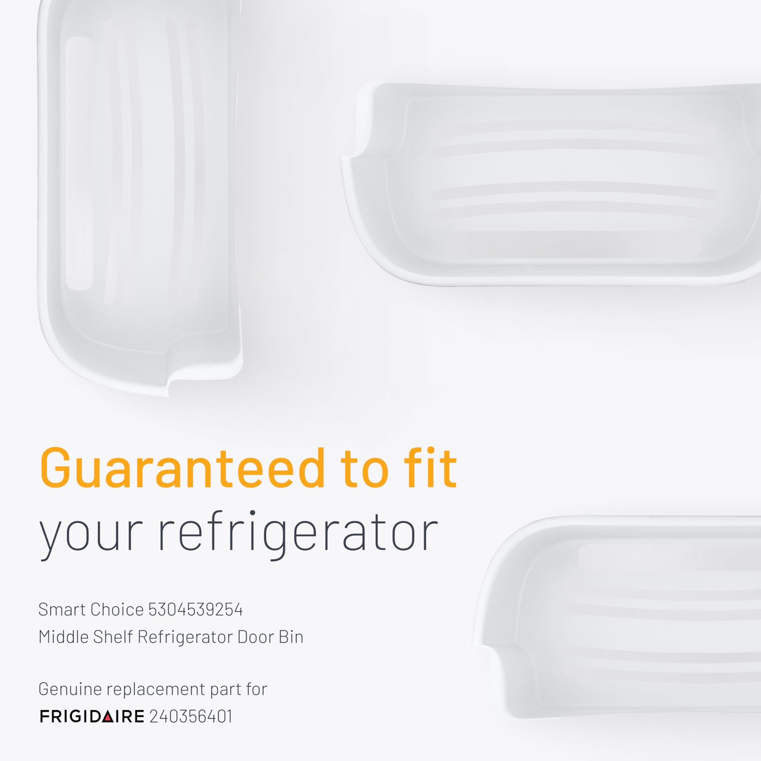 Smart Choice 240356401 Upper Shelf Refrigerator Door Bin – White, Impact Resista - Thumbnail 4