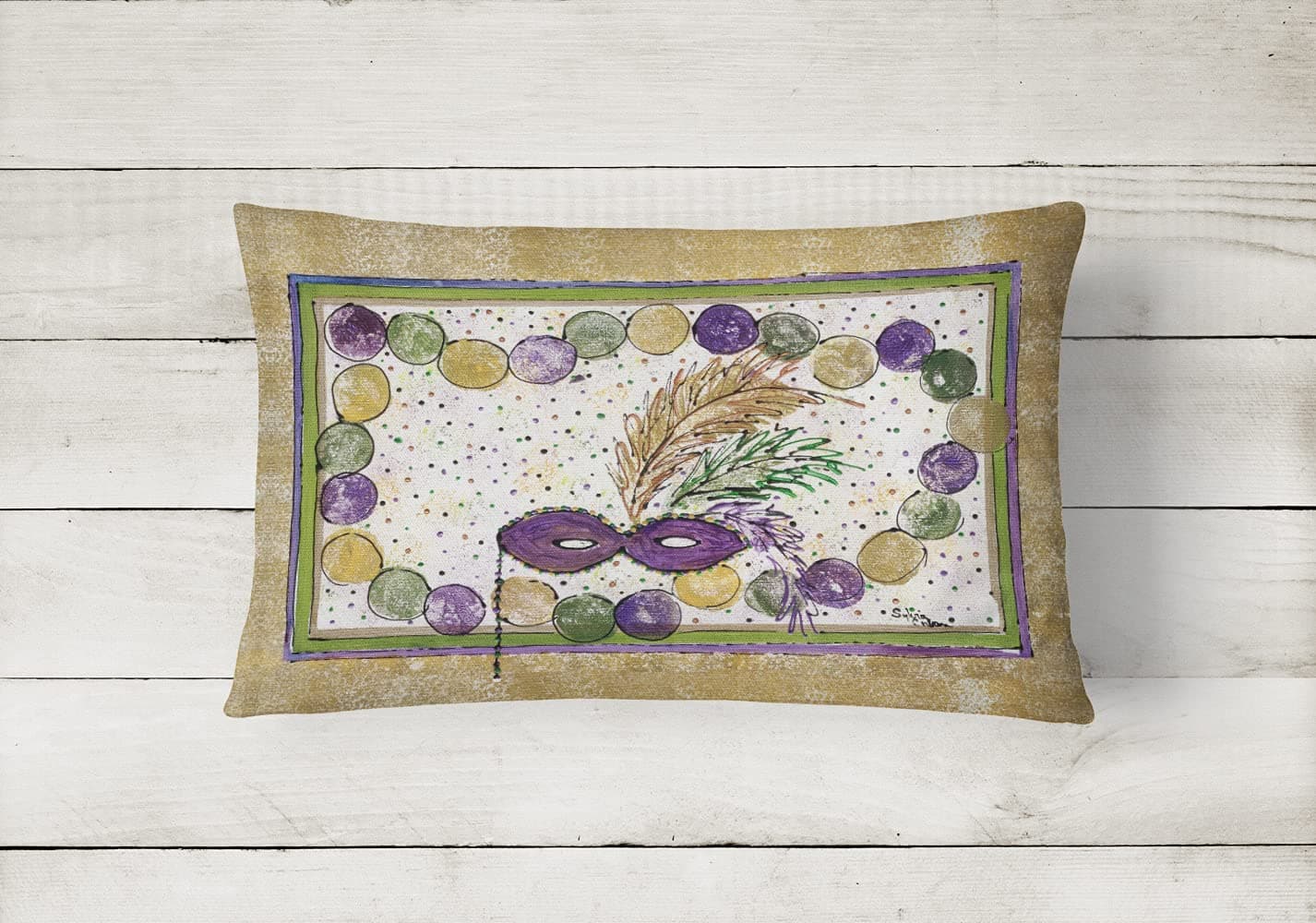 Caroline's Treasures 8059PW1216 Mardi Gras Beads Canvas Fabric Decorative Pillow - Thumbnail 2