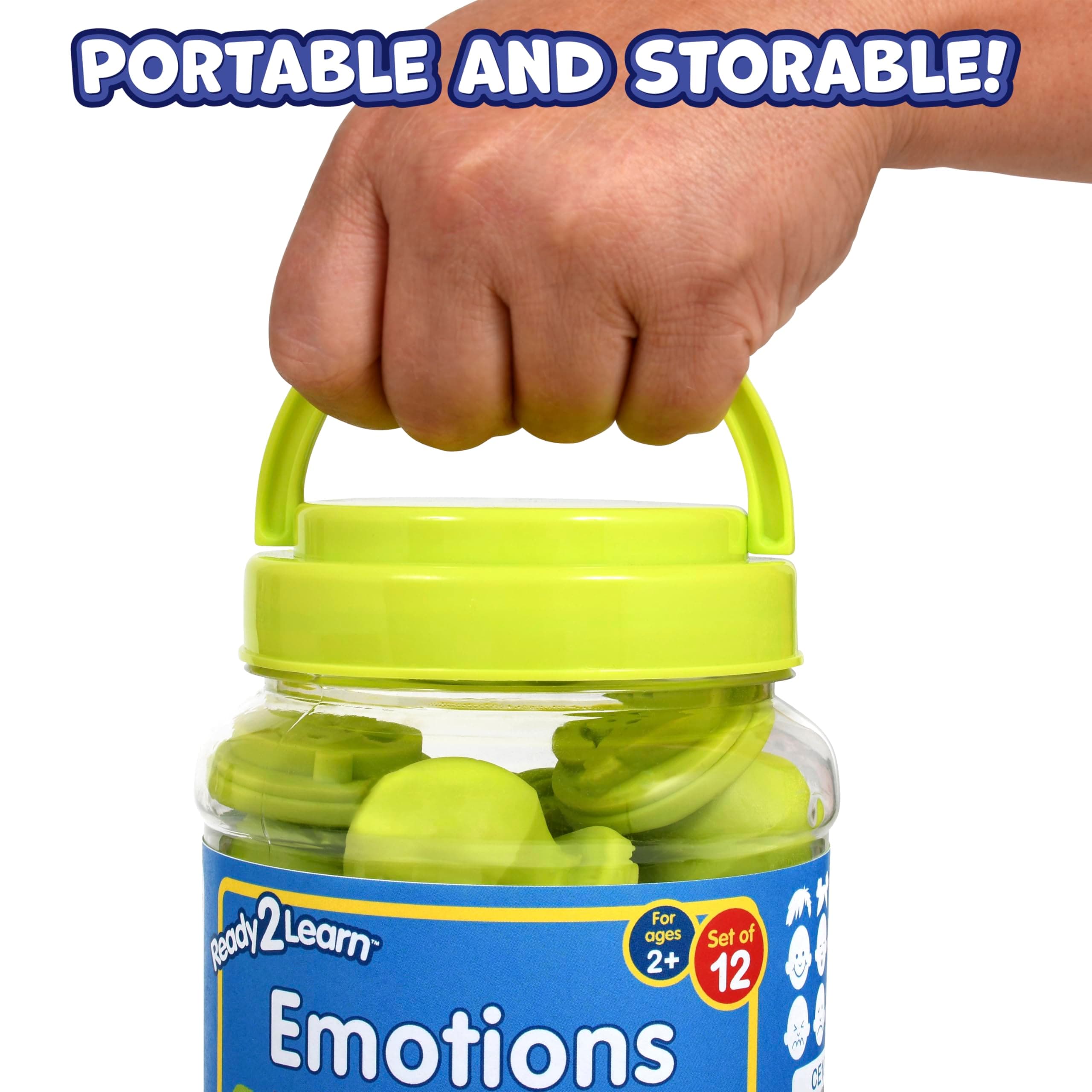 Ready 2 Learn Easy Grip Dough & Paint Stampers | Emotions | Set of 12 | Rubber S - Thumbnail 8