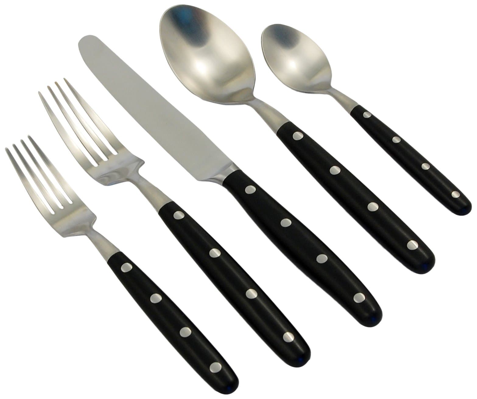 Ginkgo International Lyon 5-Piece Stainless Steel Flatware Place Setting, Ebony, - Thumbnail 2