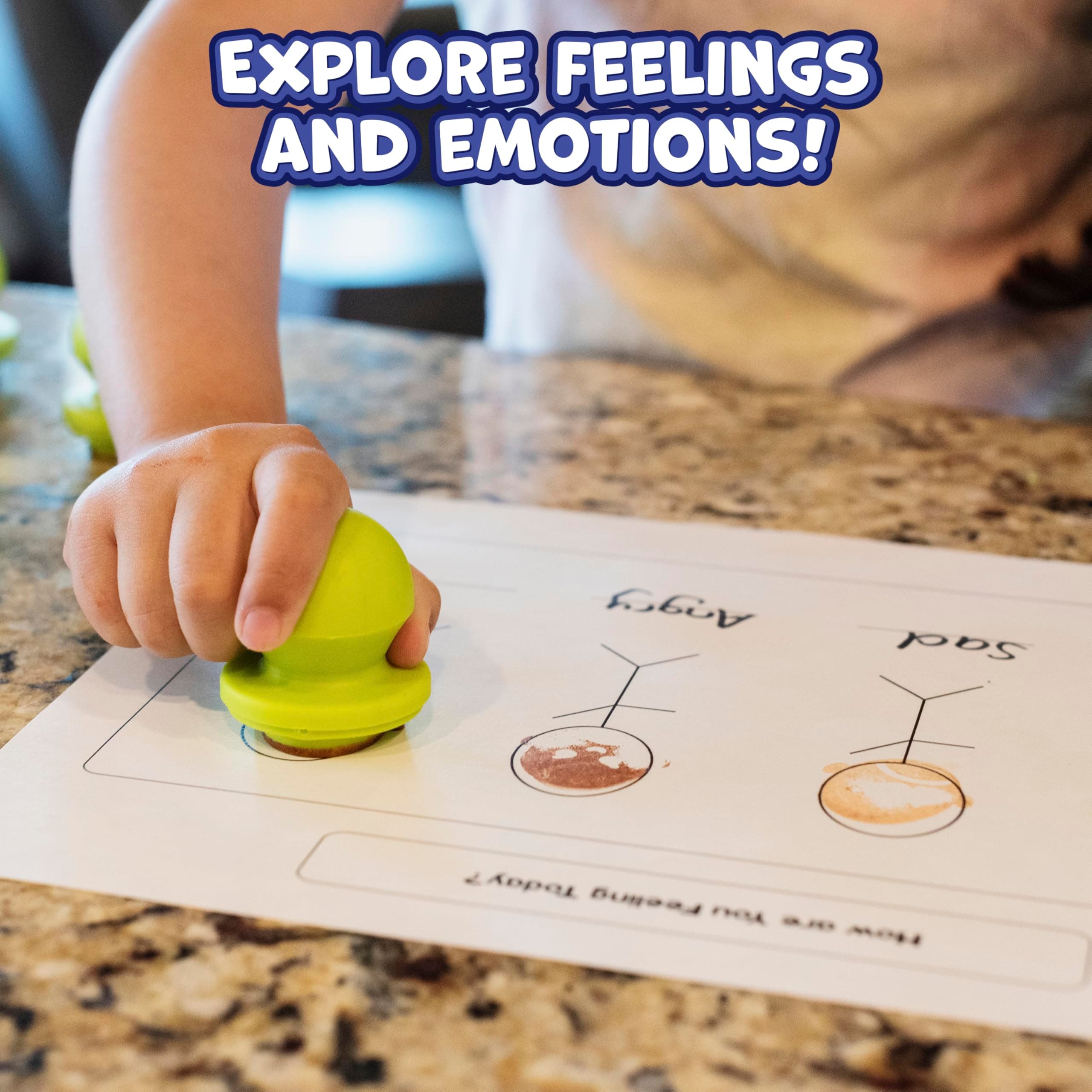 Ready 2 Learn Easy Grip Dough & Paint Stampers | Emotions | Set of 12 | Rubber S - Thumbnail 7