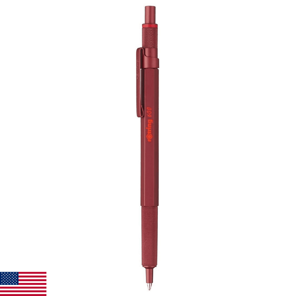 rOtring 600 Ballpoint Pen, Medium, Black Ink, Red Barrel, Refillable - Image 1