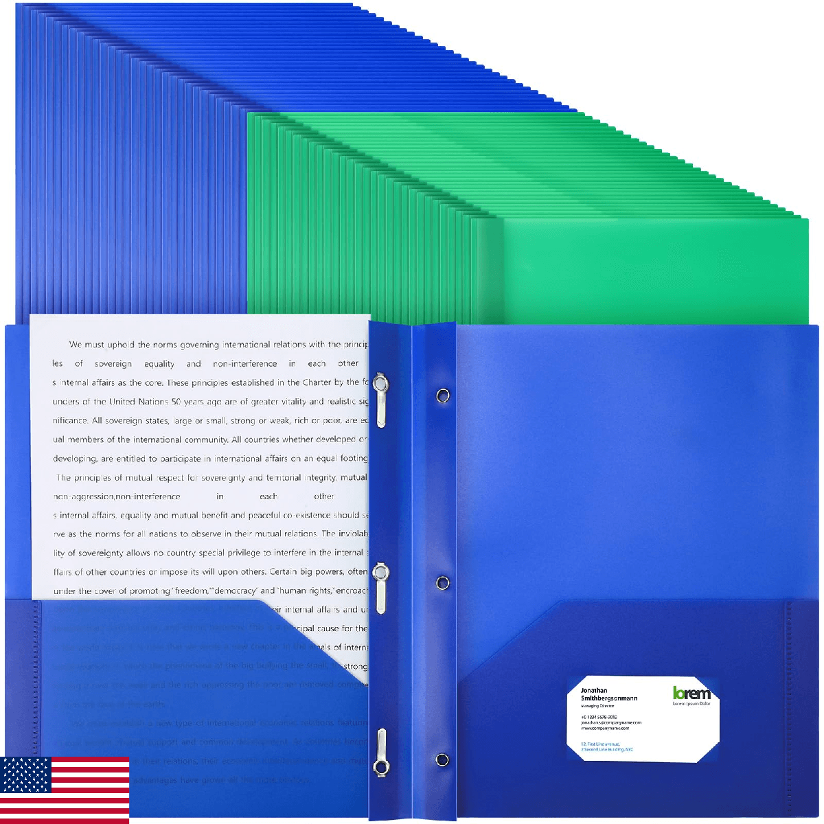 Cholemy 72 Packs Pocket Folders with Prongs Heavy Duty Plastic Folder with Busin - Image 1