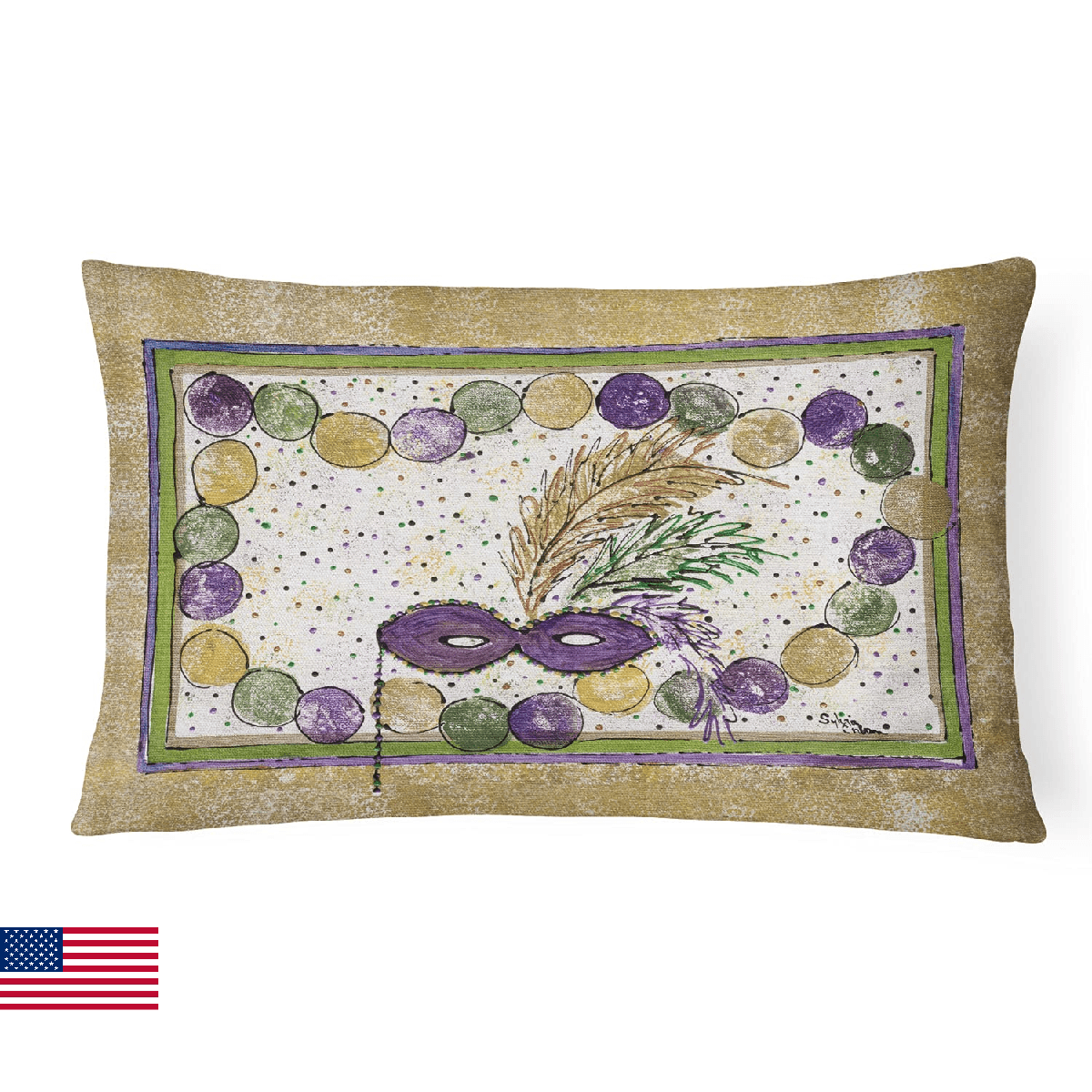 Caroline's Treasures 8059PW1216 Mardi Gras Beads Canvas Fabric Decorative Pillow - Image 1