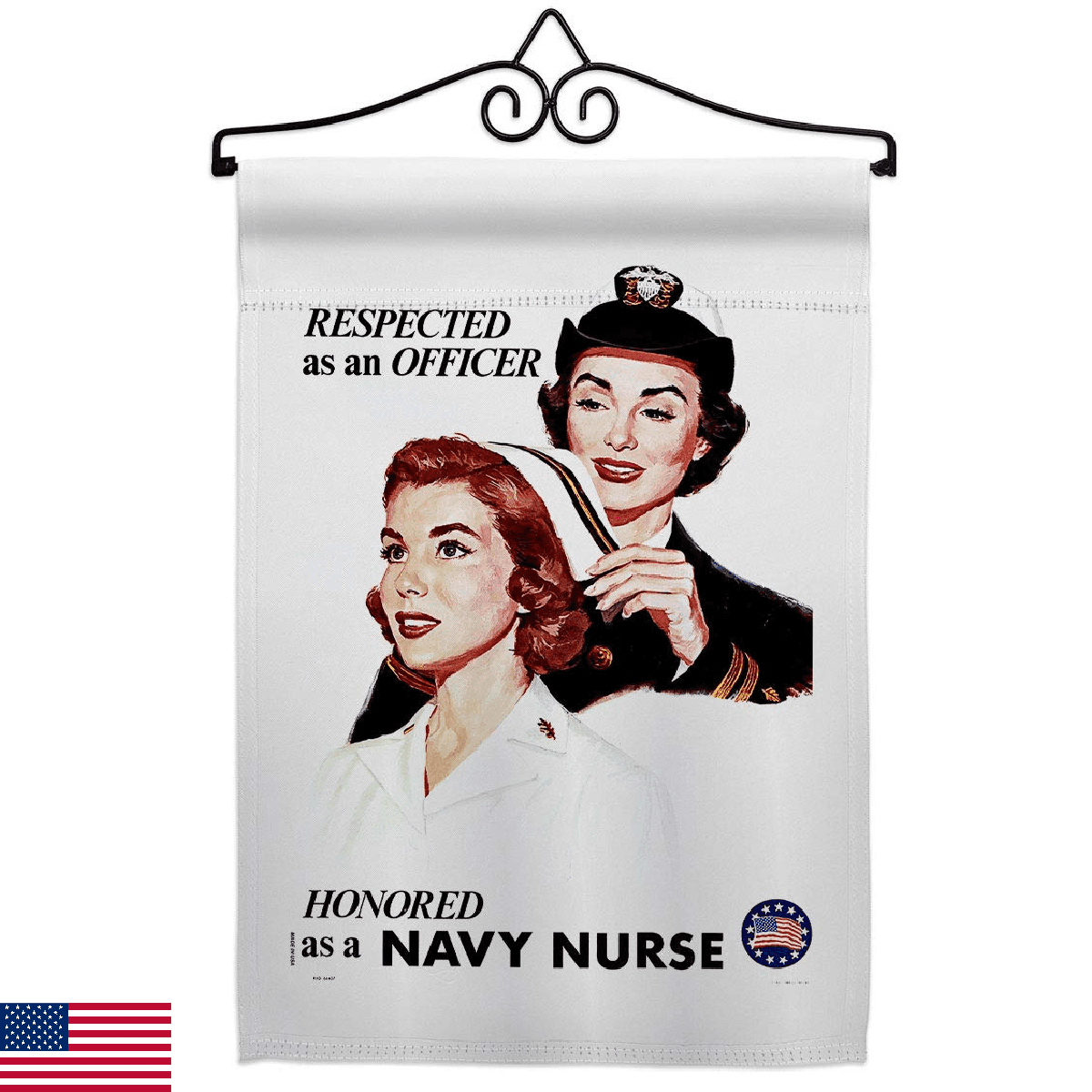 US Brotherhood Honor Navy Nurse Garden Flag Set Wall Hanger Armed Forces USN Sea - Image 1