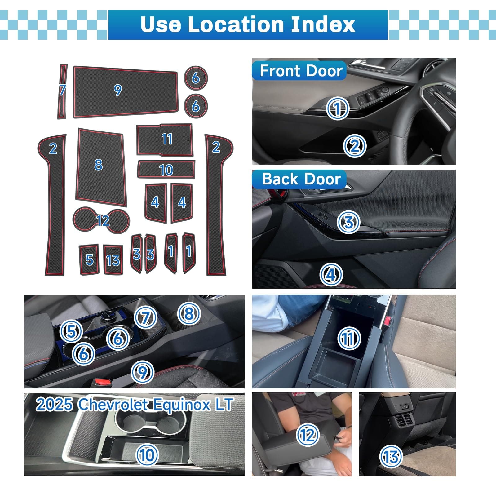 SXCY for 2025 2026 Chevrolet Equinox Accessories Cup Holder Inserts Liner 2025 2 - Thumbnail 2