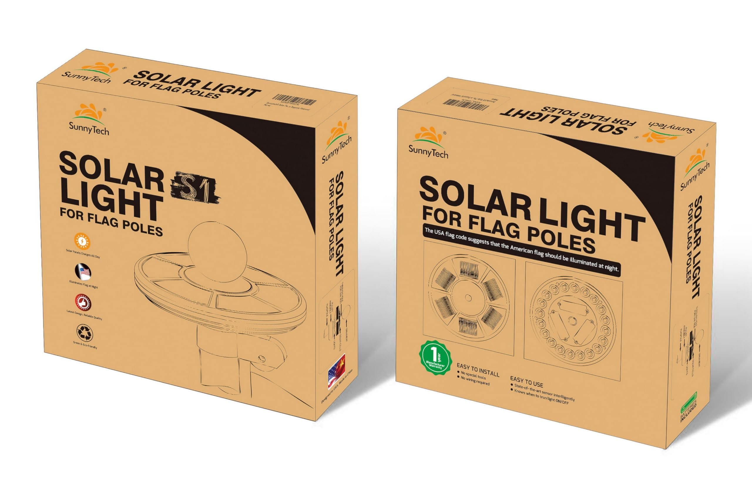 Sunnytech Solar Power Flag Pole Flagpole Light Auto Active Green Energy Factory - Thumbnail 8