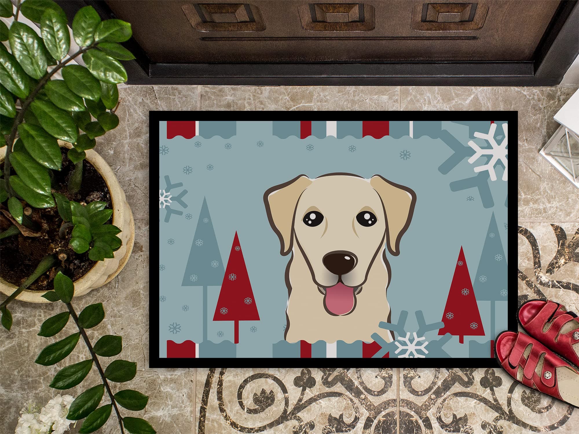Caroline's Treasures BB1748JMAT Winter Holiday Golden Retriever Doormat 24x36 Fr - Thumbnail 3