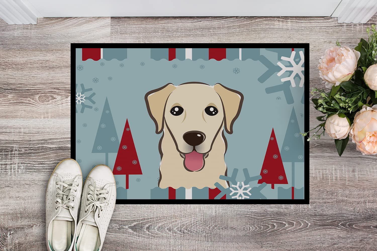 Caroline's Treasures BB1748JMAT Winter Holiday Golden Retriever Doormat 24x36 Fr - Thumbnail 2