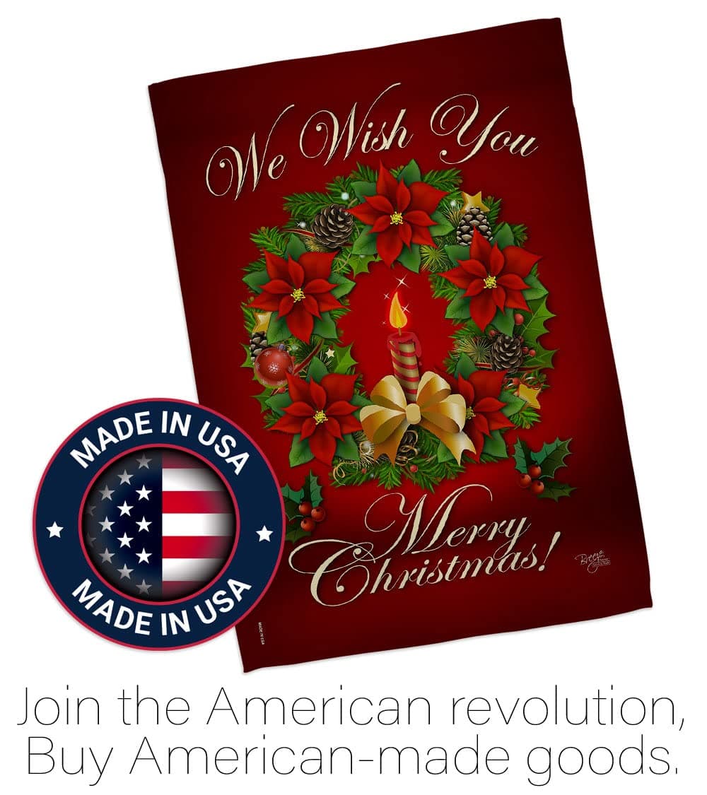 We Wish You Merry Christmas Flag Wearth Door Banner Lawn Garden Outdoor Wall Han - Thumbnail 5