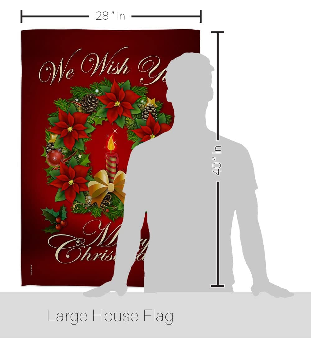 We Wish You Merry Christmas Flag Wearth Door Banner Lawn Garden Outdoor Wall Han - Thumbnail 2