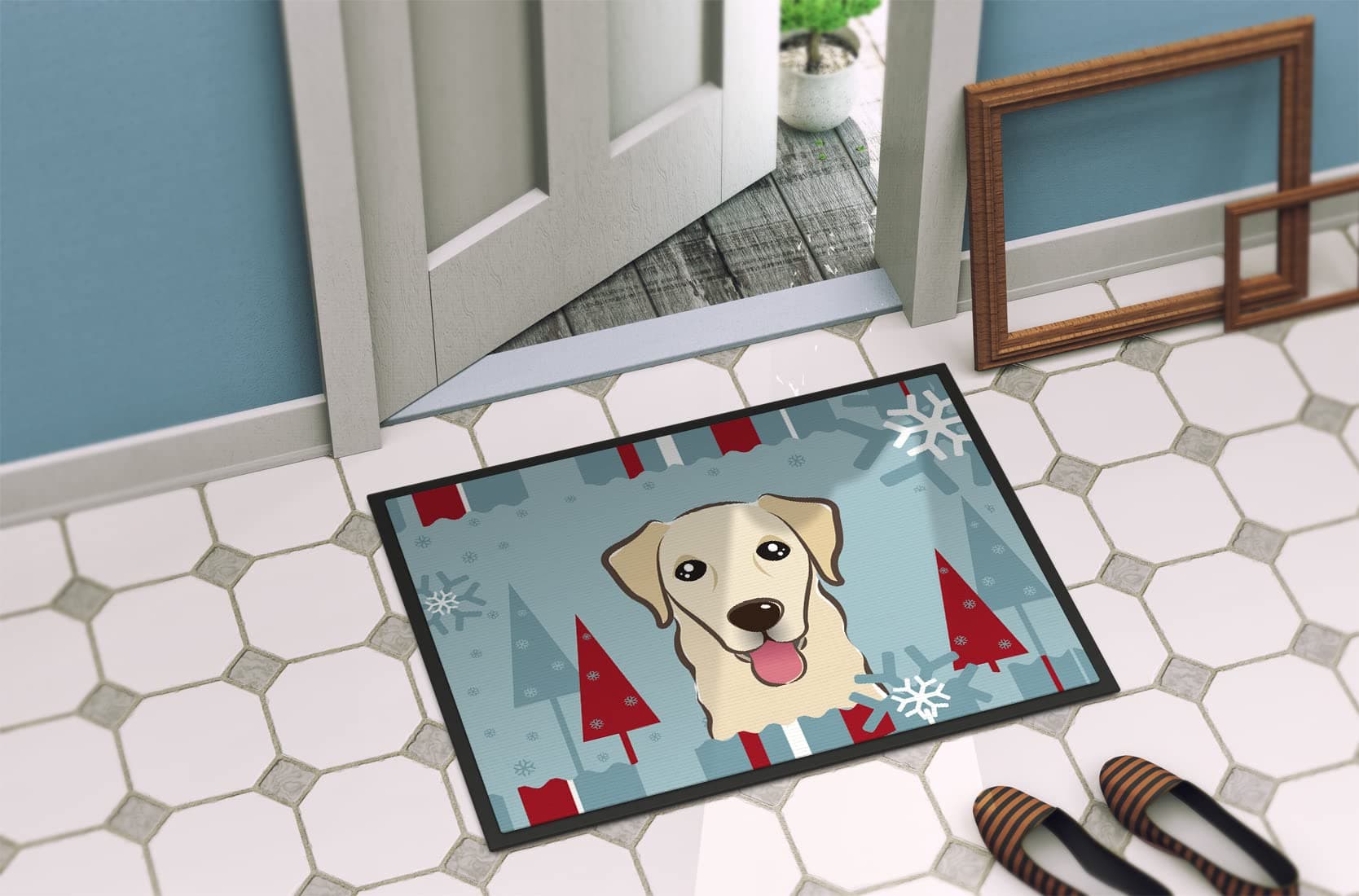 Caroline's Treasures BB1748JMAT Winter Holiday Golden Retriever Doormat 24x36 Fr - Thumbnail 4