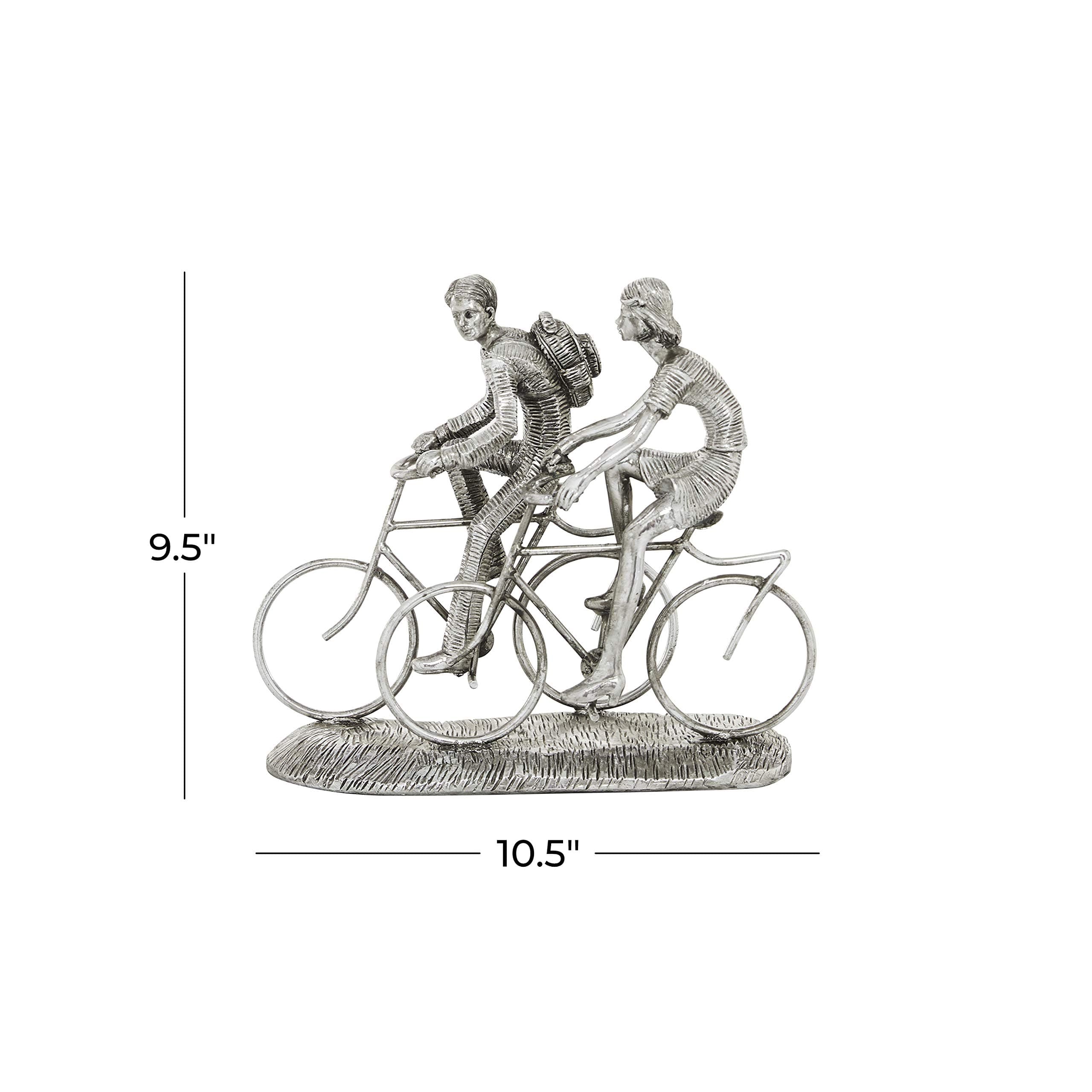 Deco 79 Polystone People Sculpture with Bike, 11" x 5" x 10", Silver - Thumbnail 8