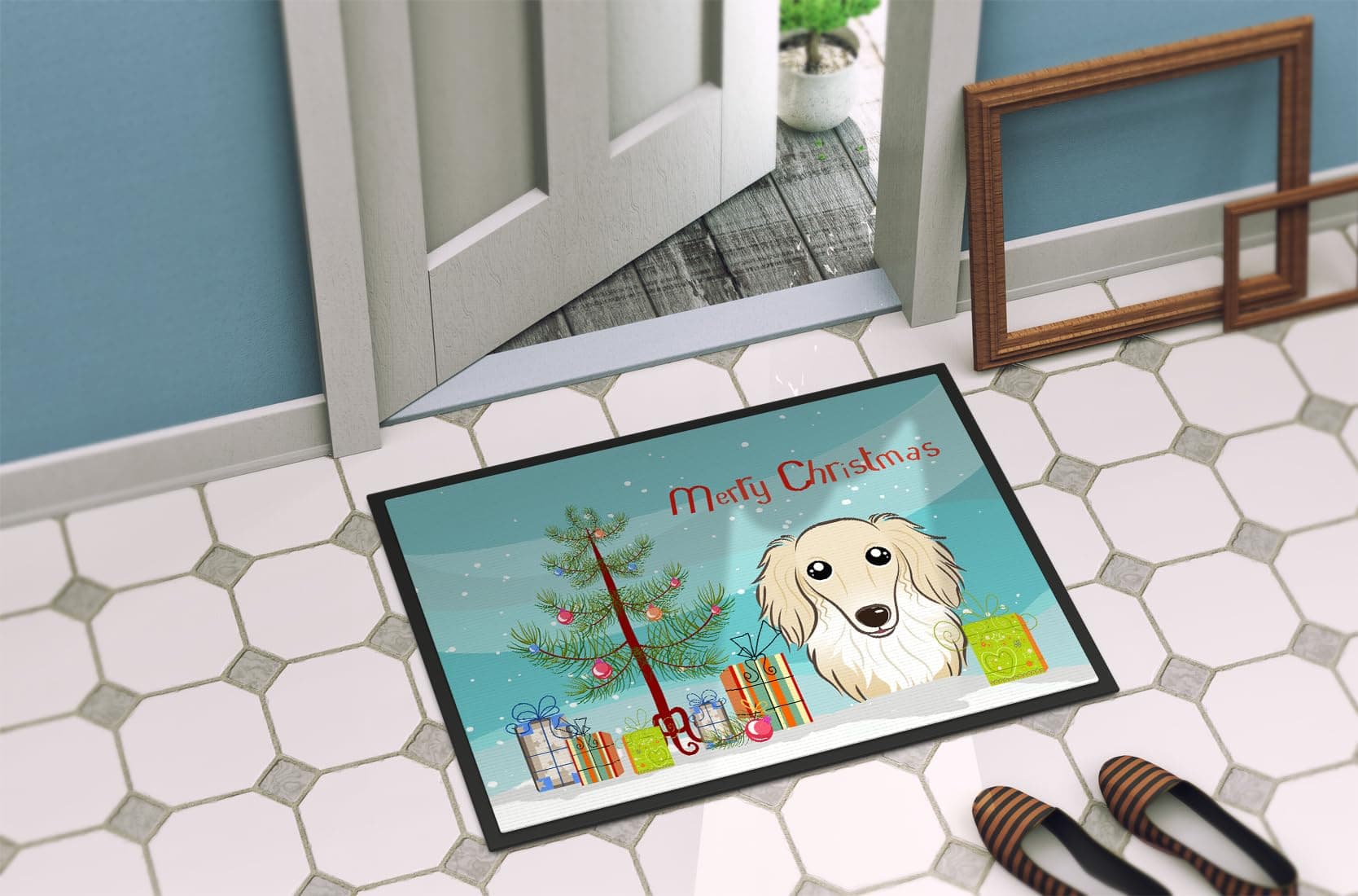 Caroline's Treasures BB1584MAT Christmas Tree and Longhair Creme Dachshund Doorm - Thumbnail 4
