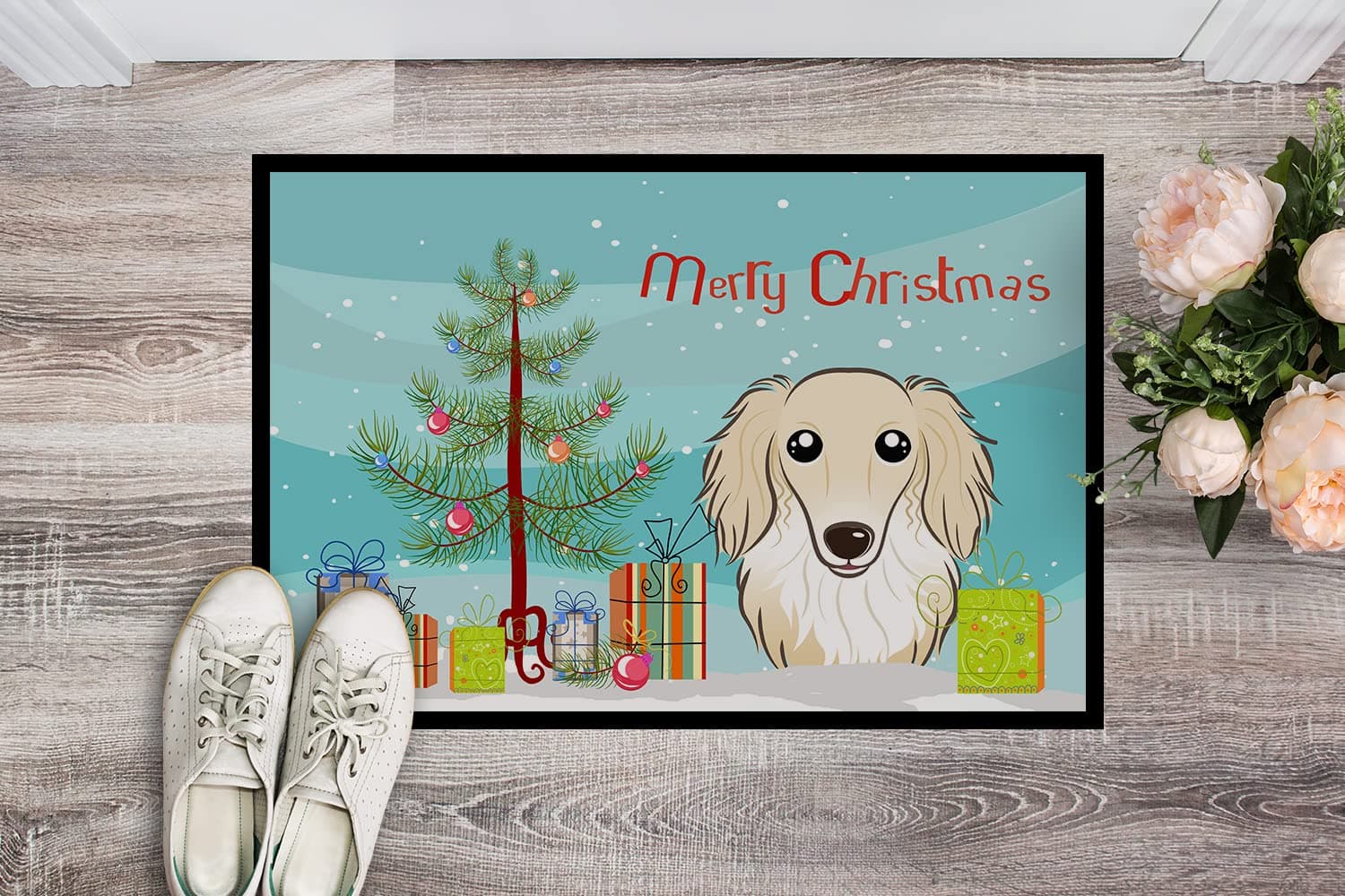 Caroline's Treasures BB1584MAT Christmas Tree and Longhair Creme Dachshund Doorm - Thumbnail 2