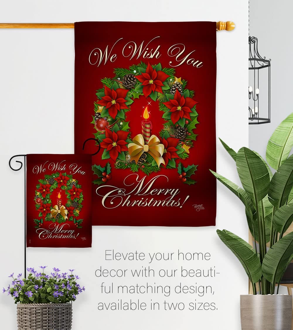 We Wish You Merry Christmas Flag Wearth Door Banner Lawn Garden Outdoor Wall Han - Thumbnail 8