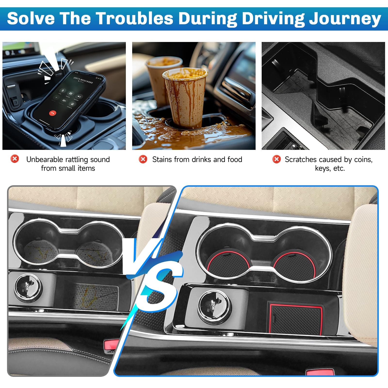 SXCY for 2025 2026 Chevrolet Equinox Accessories Cup Holder Inserts Liner 2025 2 - Thumbnail 3