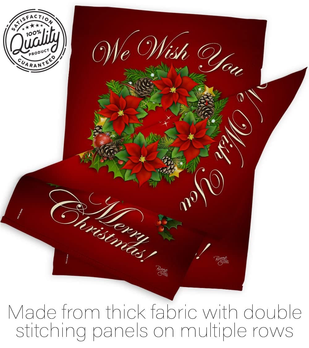 We Wish You Merry Christmas Flag Wearth Door Banner Lawn Garden Outdoor Wall Han - Thumbnail 7