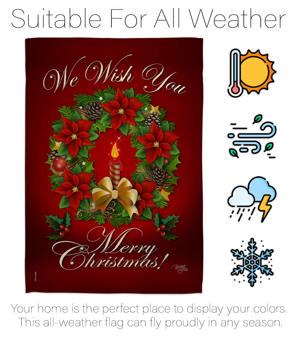 We Wish You Merry Christmas Flag Wearth Door Banner Lawn Garden Outdoor Wall Han - Thumbnail 6